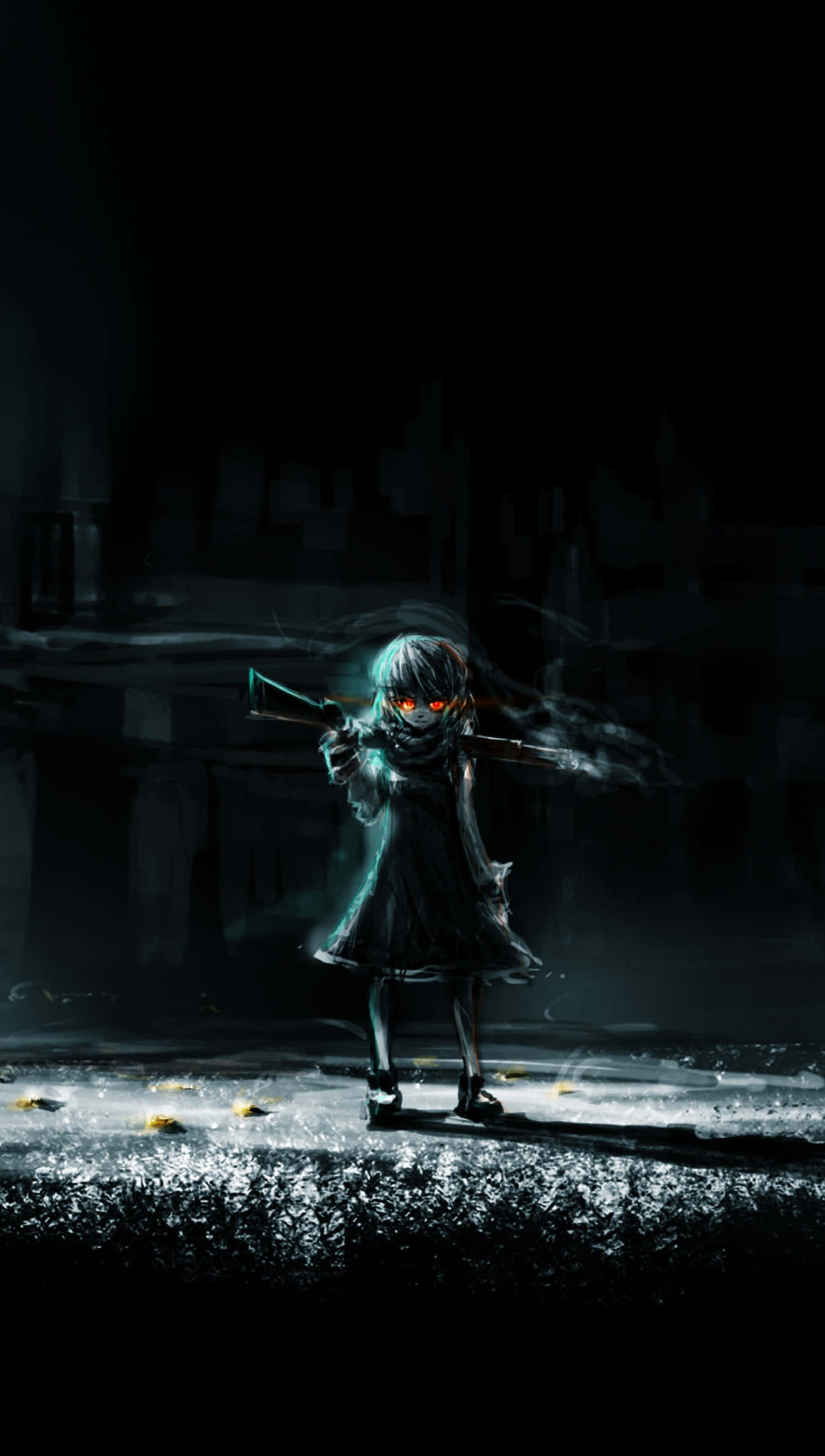 Cool Anime iPhone, anime girl, glowing red eyes, Full HD Phone Wallpaper
