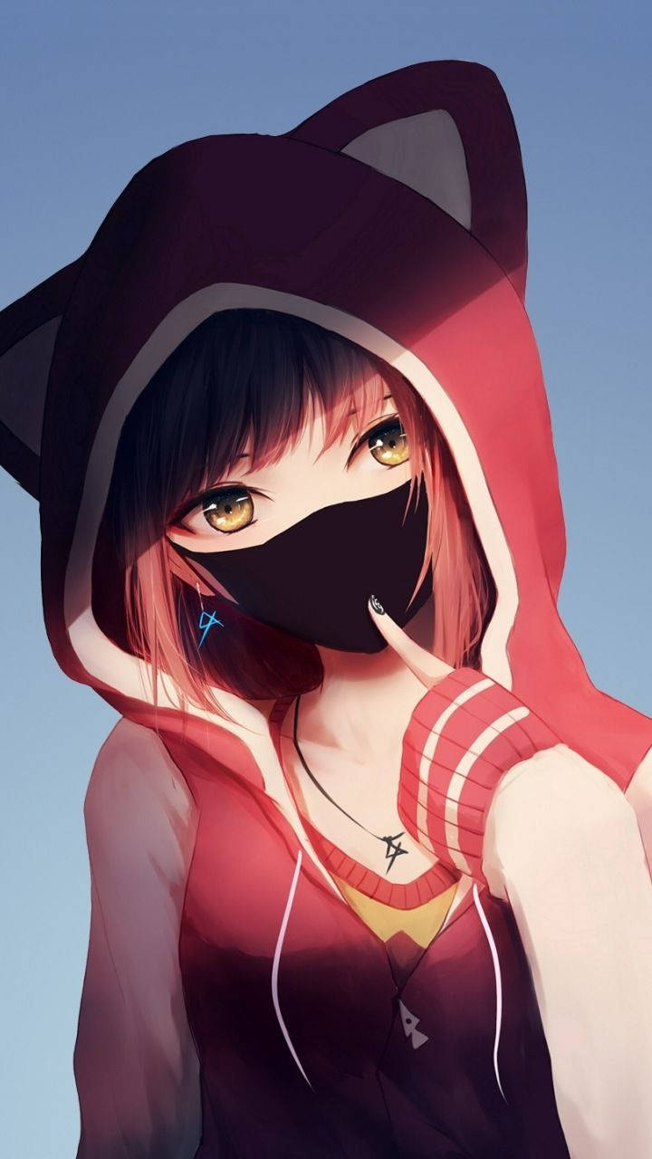 Cool Anime Phone, cat hooded sweatshirt, anime girl, HD Phone Wallpaper