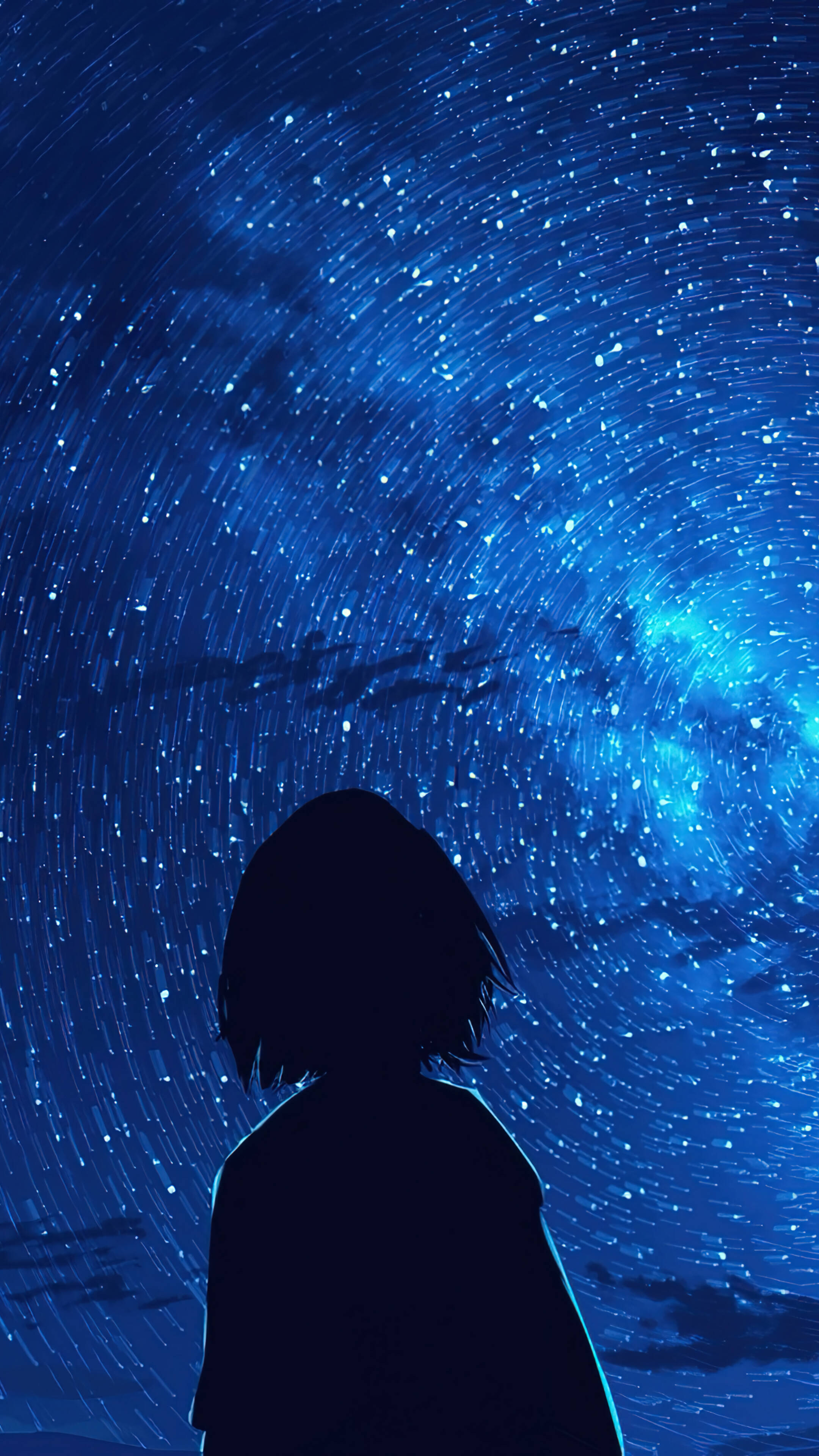 Cool Anime Phone, silhouette, galaxy, 4K Phone Wallpaper