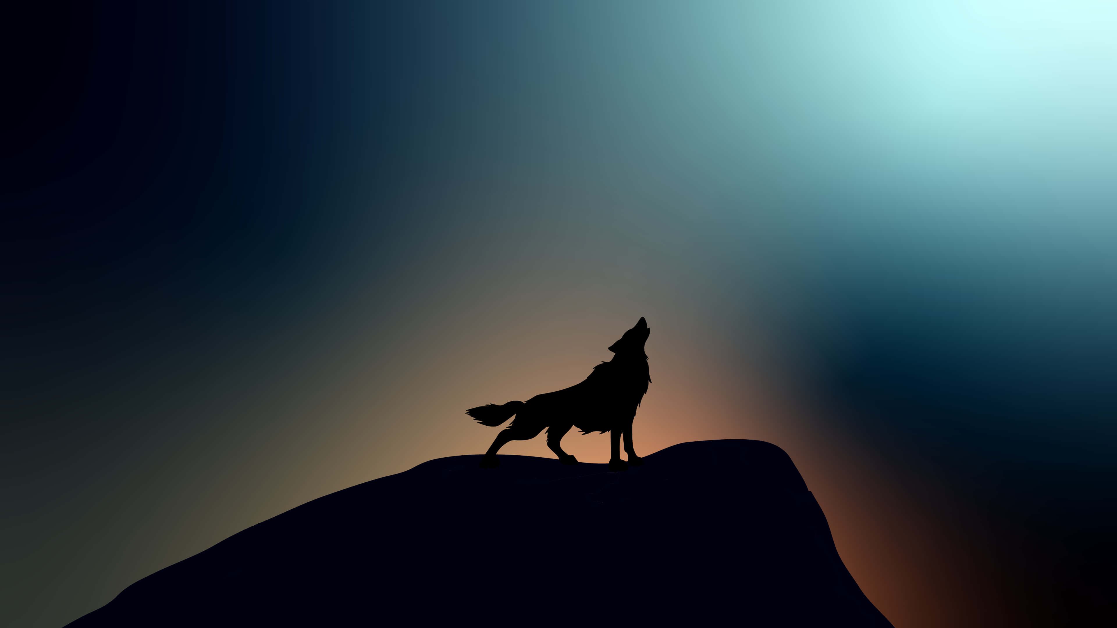 Cool Anime Wolf, twilight sky, deep blue, 4K Desktop Wallpaper