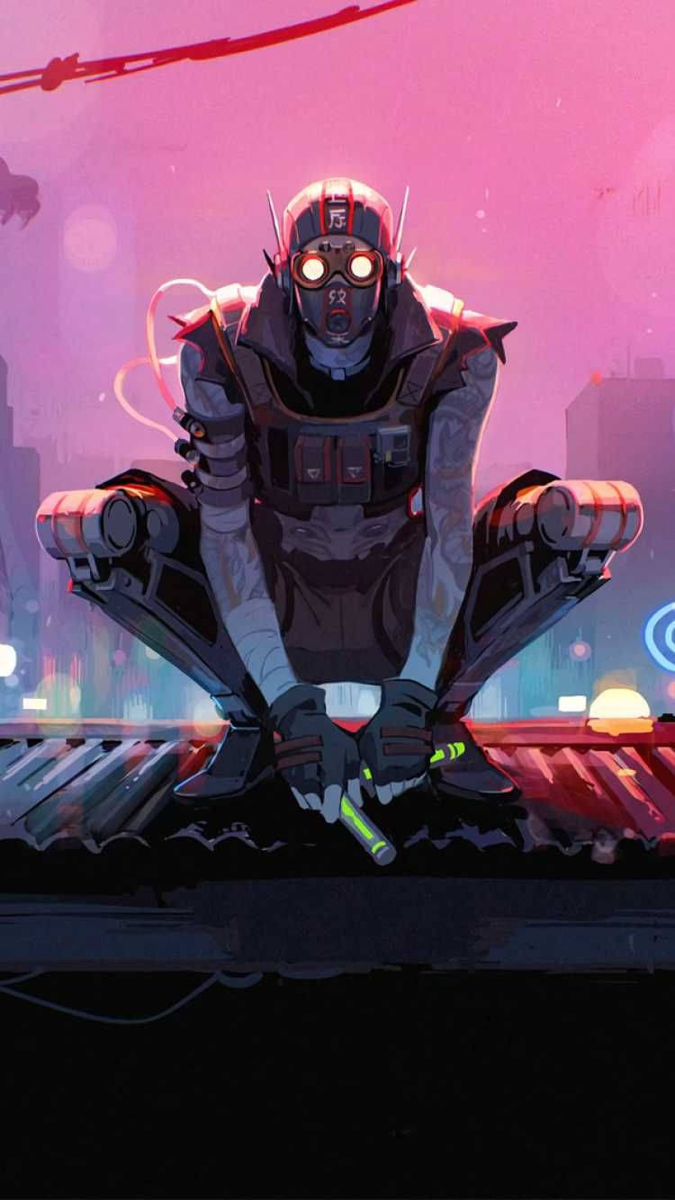 Apex Legends, cyberpunk figure, gas mask, HD Phone Wallpaper