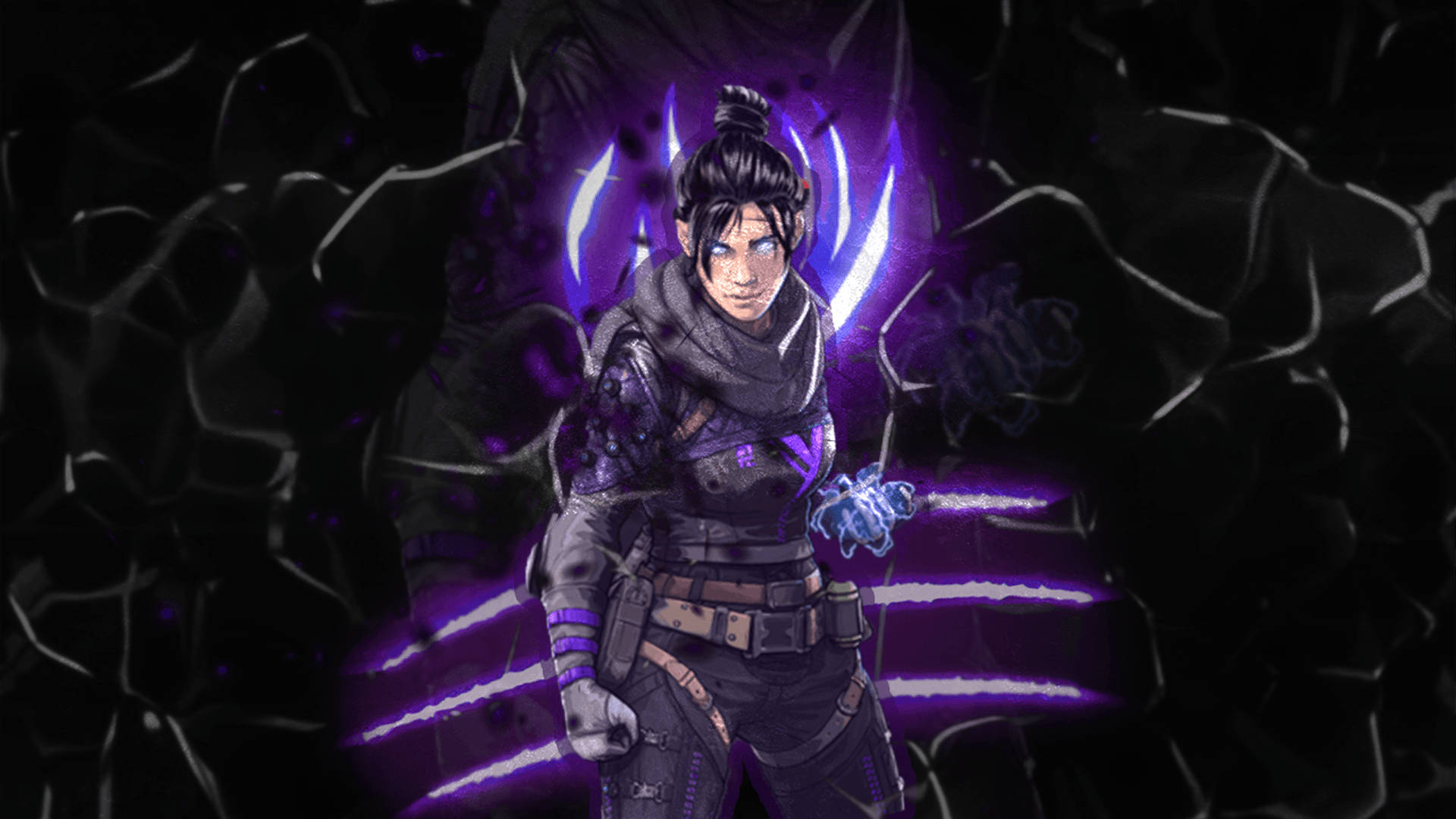 Apex Legends, anime warrior, glowing purple blades, Full HD Desktop Wallpaper