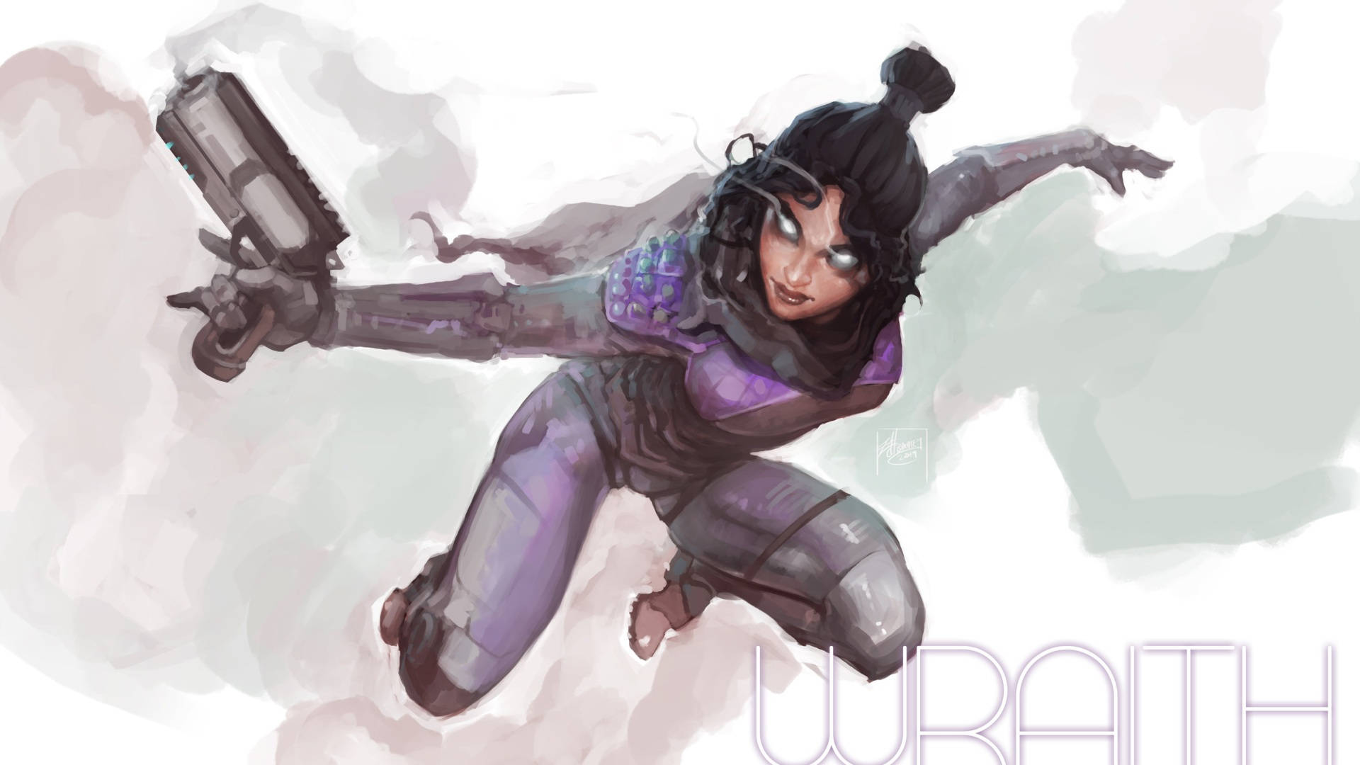 Apex Legends, anime-style female warrior, purple armor, Full HD Desktop Wallpaper