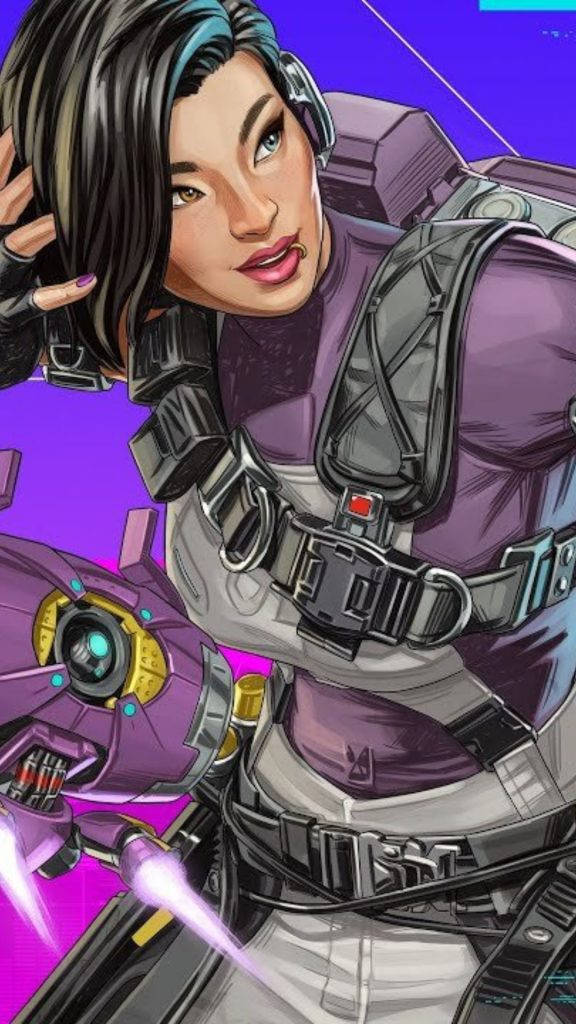 Apex Legends, female warrior, purple armor, SD Phone Wallpaper