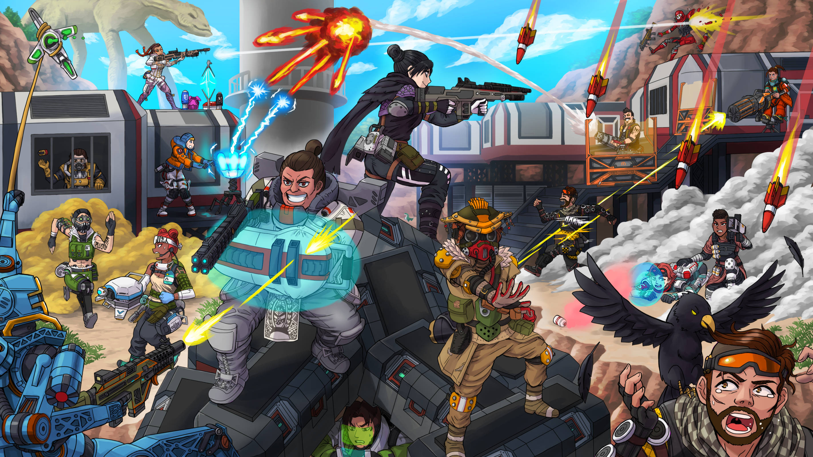 Apex Legends, anime-style, energy weapons, 2K Desktop Wallpaper