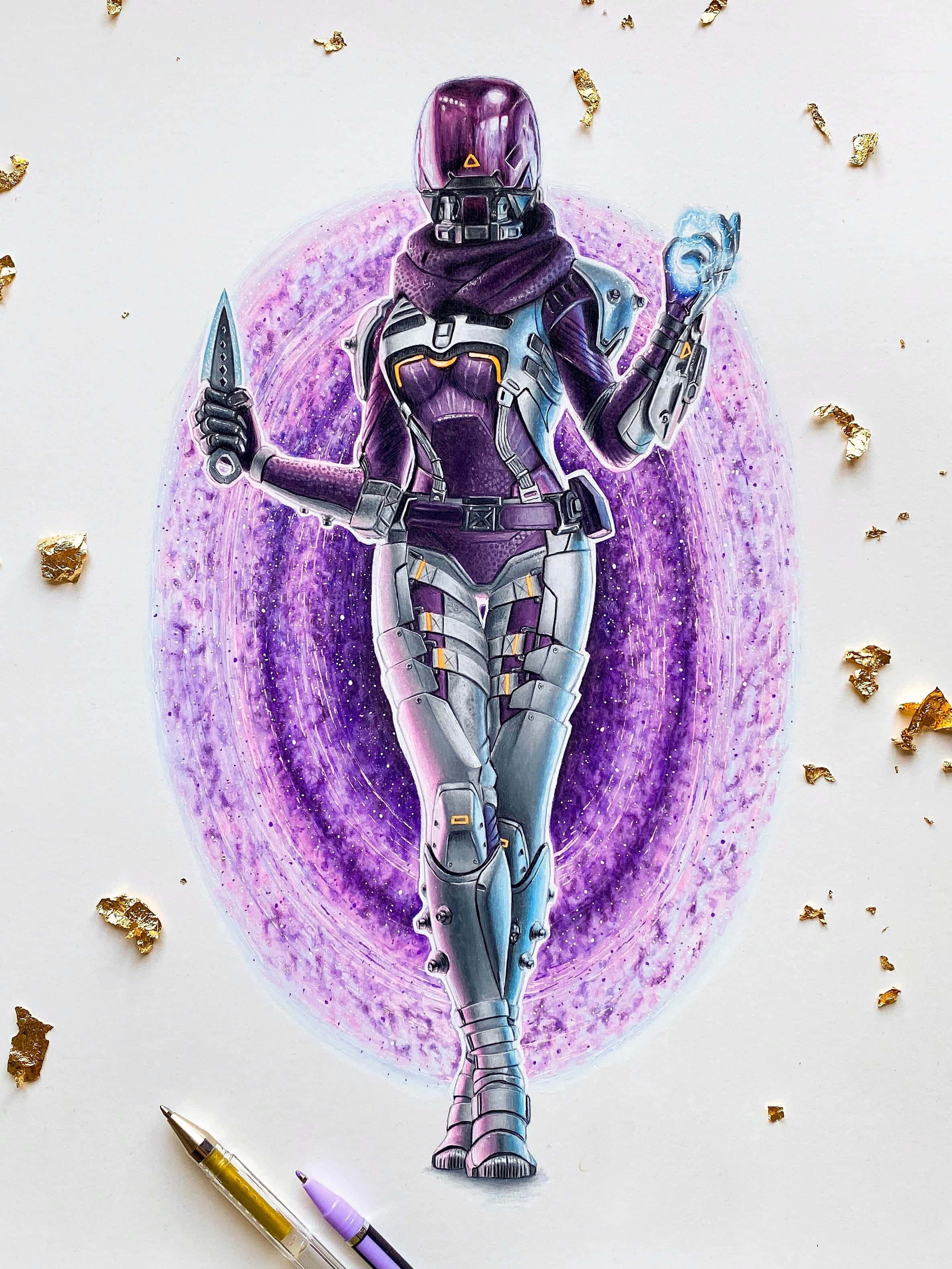 Apex Legends, purple armor, cosmic vortex, 2K Phone Wallpaper