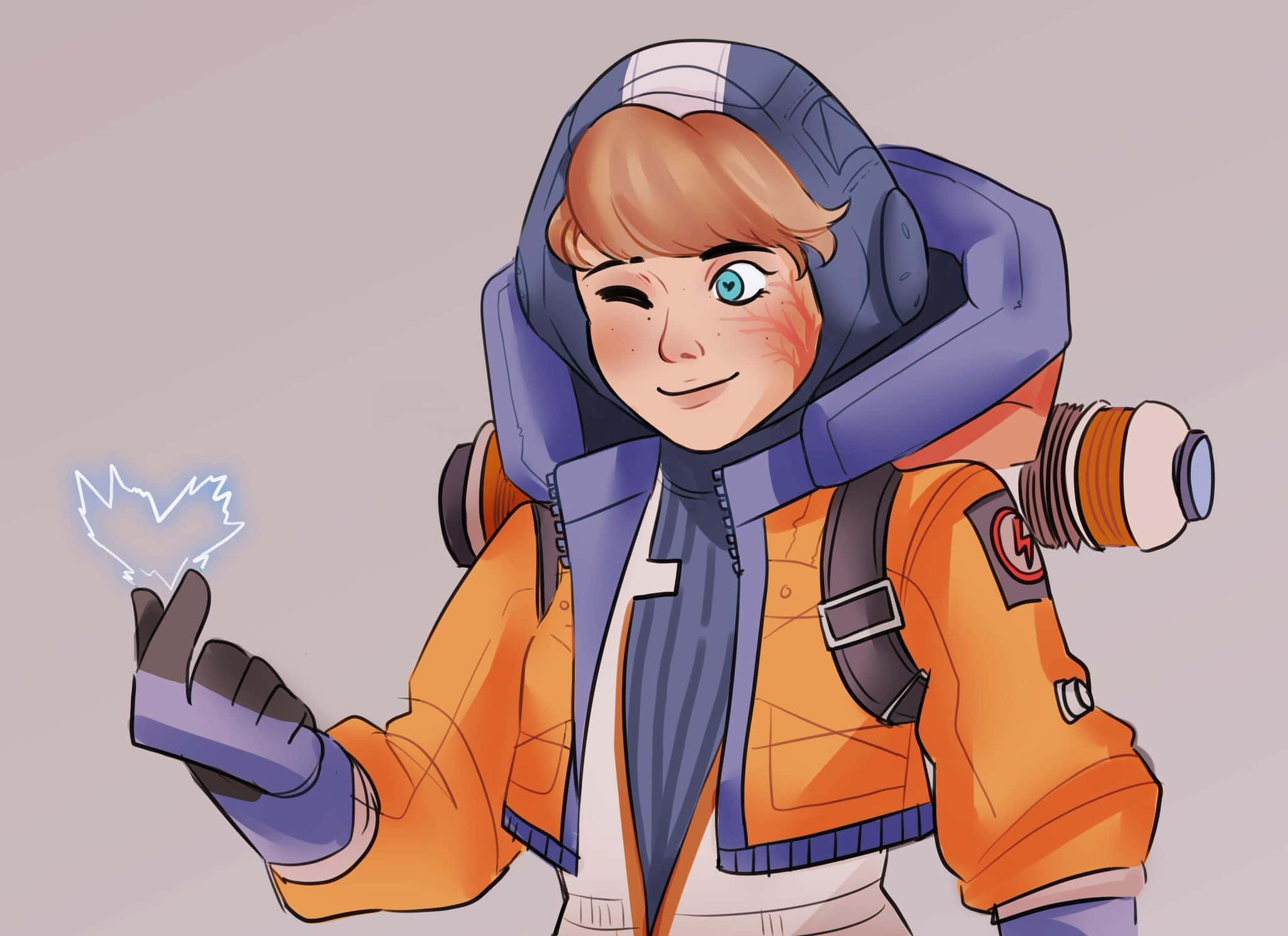 Apex Legends, anime character, orange and blue jacket, Full HD Desktop Wallpaper