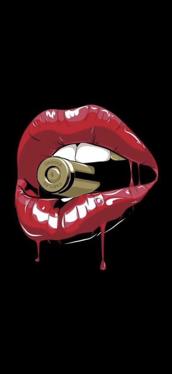 Dope Phone, red lip, glossy finish, SD Phone Wallpaper