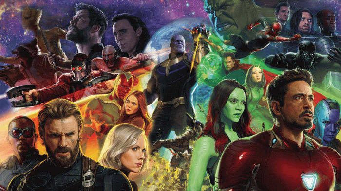 Marvel superheroes, Marvel villains, cosmic starfield backdrop, SD Desktop Wallpaper