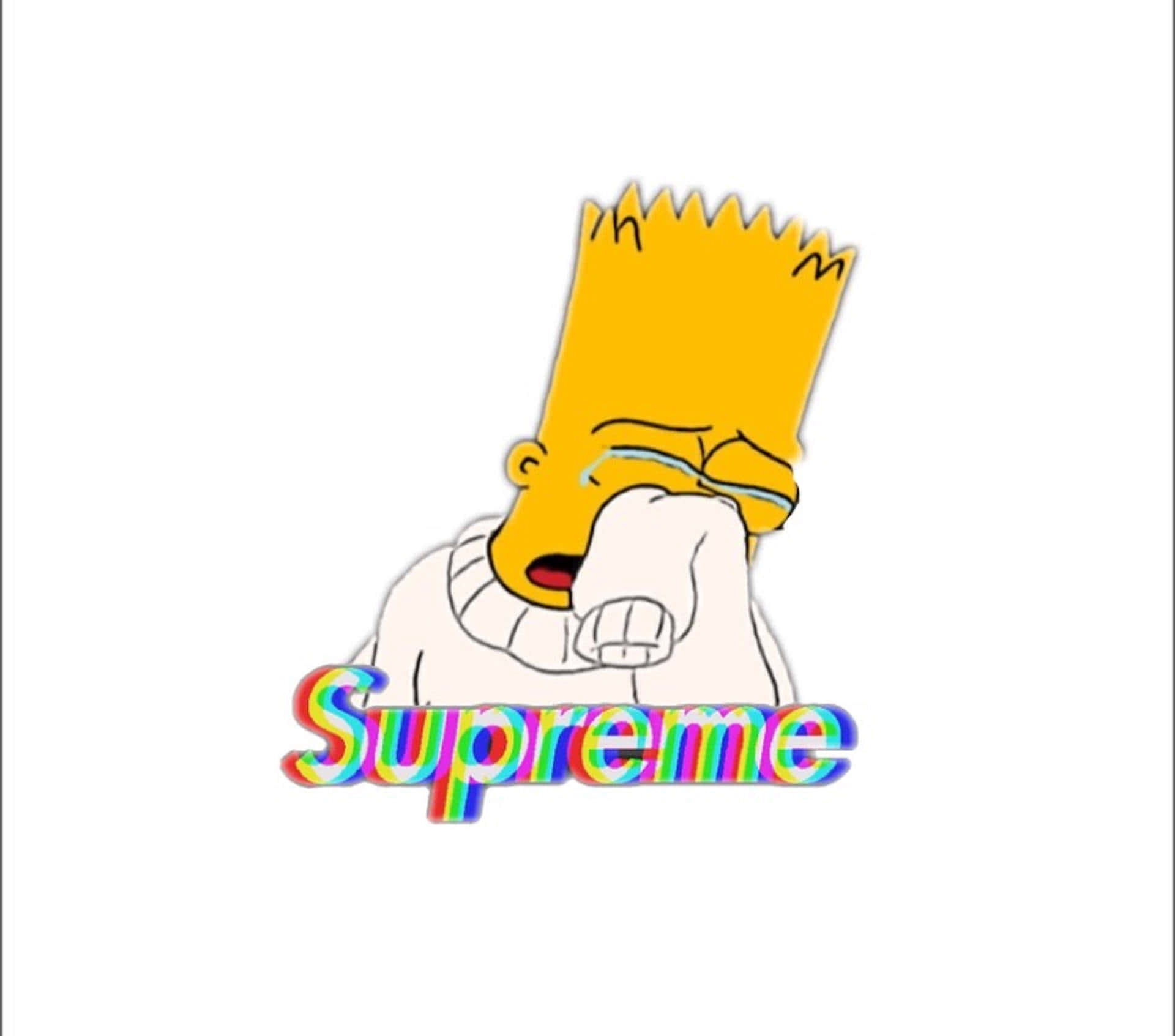 Bart Simpson, white sweater, rainbow Supreme logo, Full HD Desktop Wallpaper