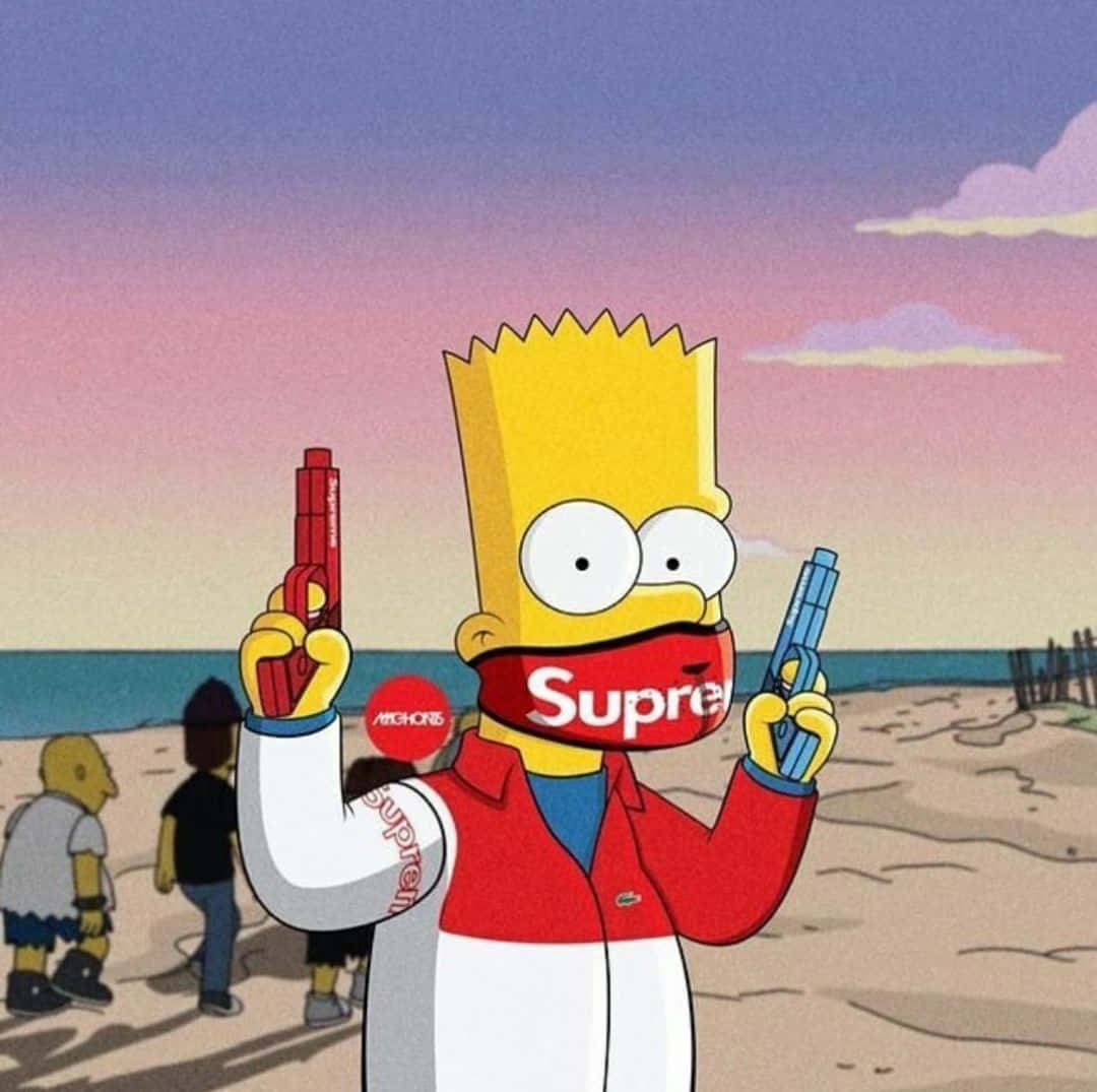 Bart Simpson, Supreme, water guns, SD Desktop Wallpaper