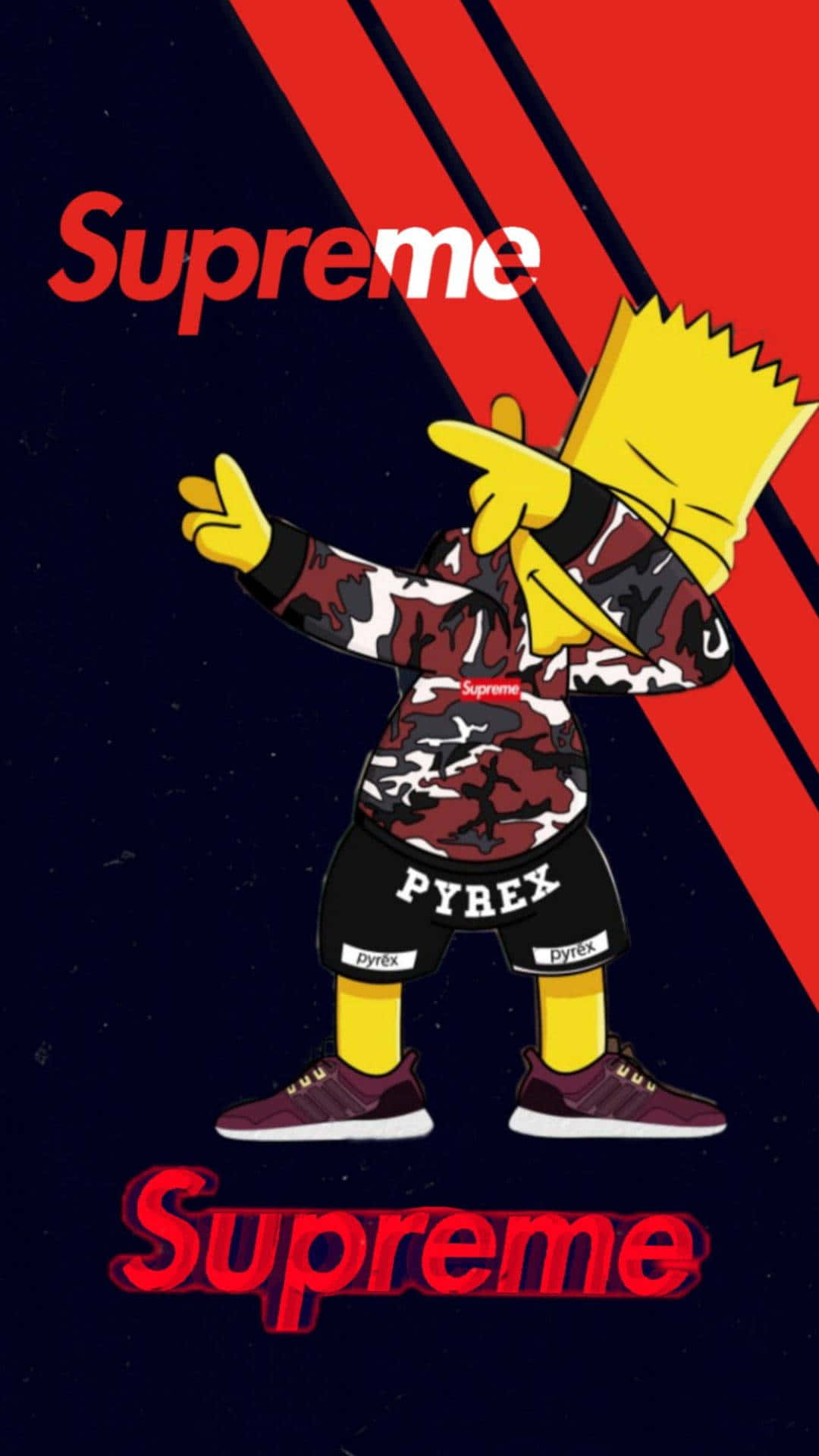 Bart Simpson, Supreme, camo outfit, Full HD Phone Wallpaper