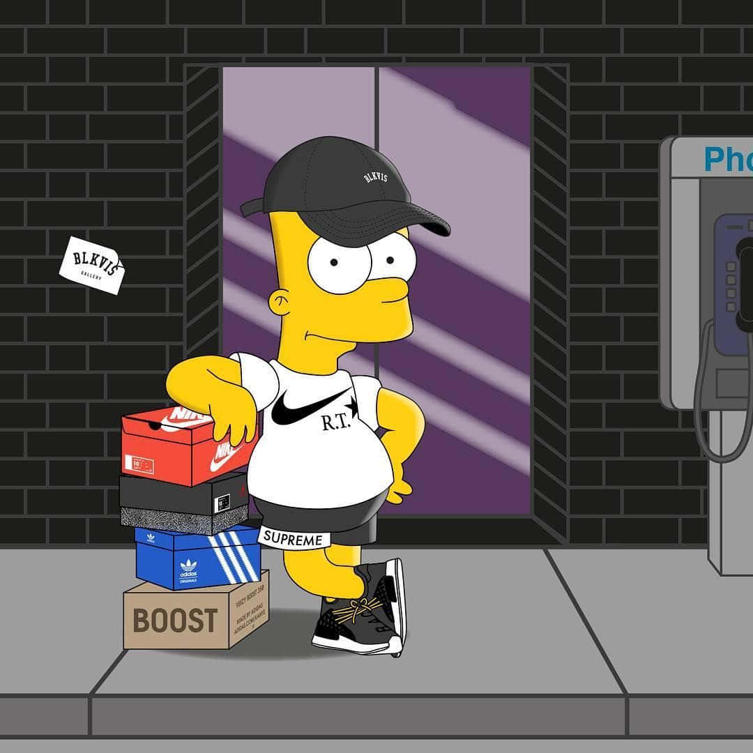 Bart Simpson, black cap, white tee, SD Desktop Wallpaper