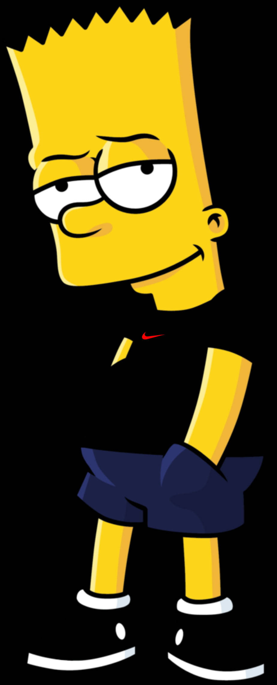 Bart Simpson, black Nike shirt, blue shorts, Full HD Phone Wallpaper