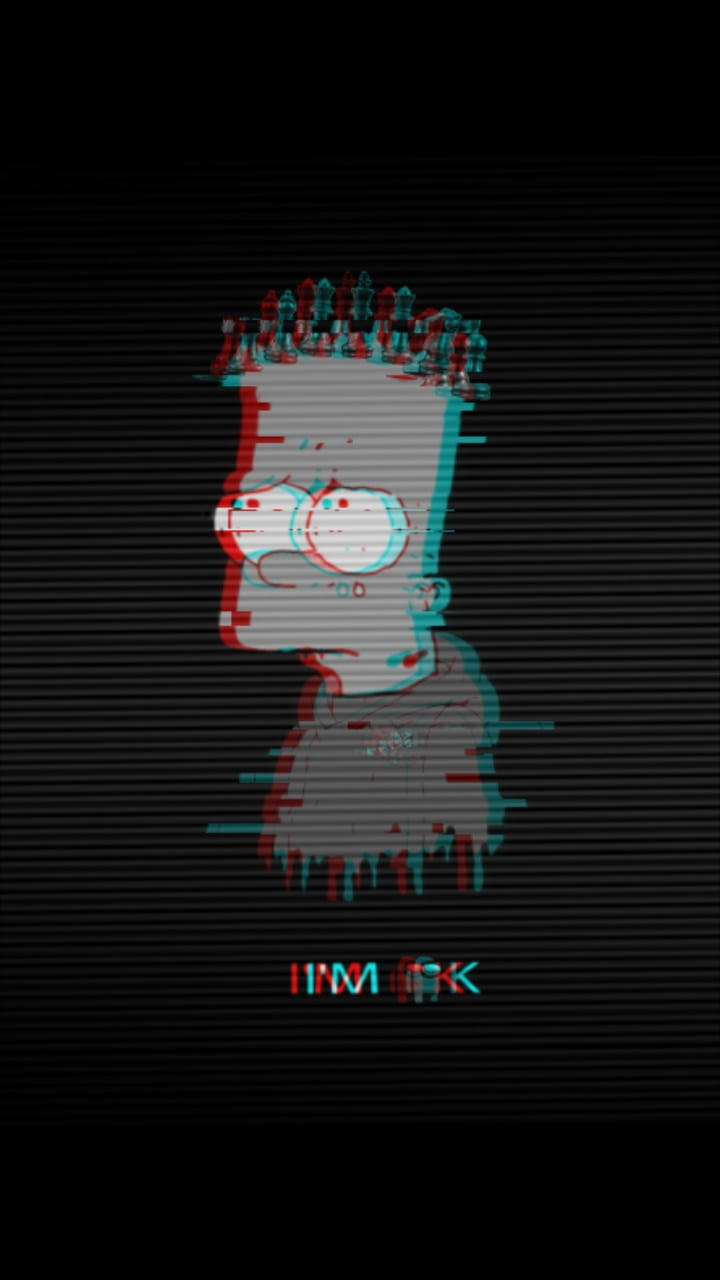 Bart Simpson, grayscale glitch, red and cyan chromatic aberration, HD Phone Wallpaper