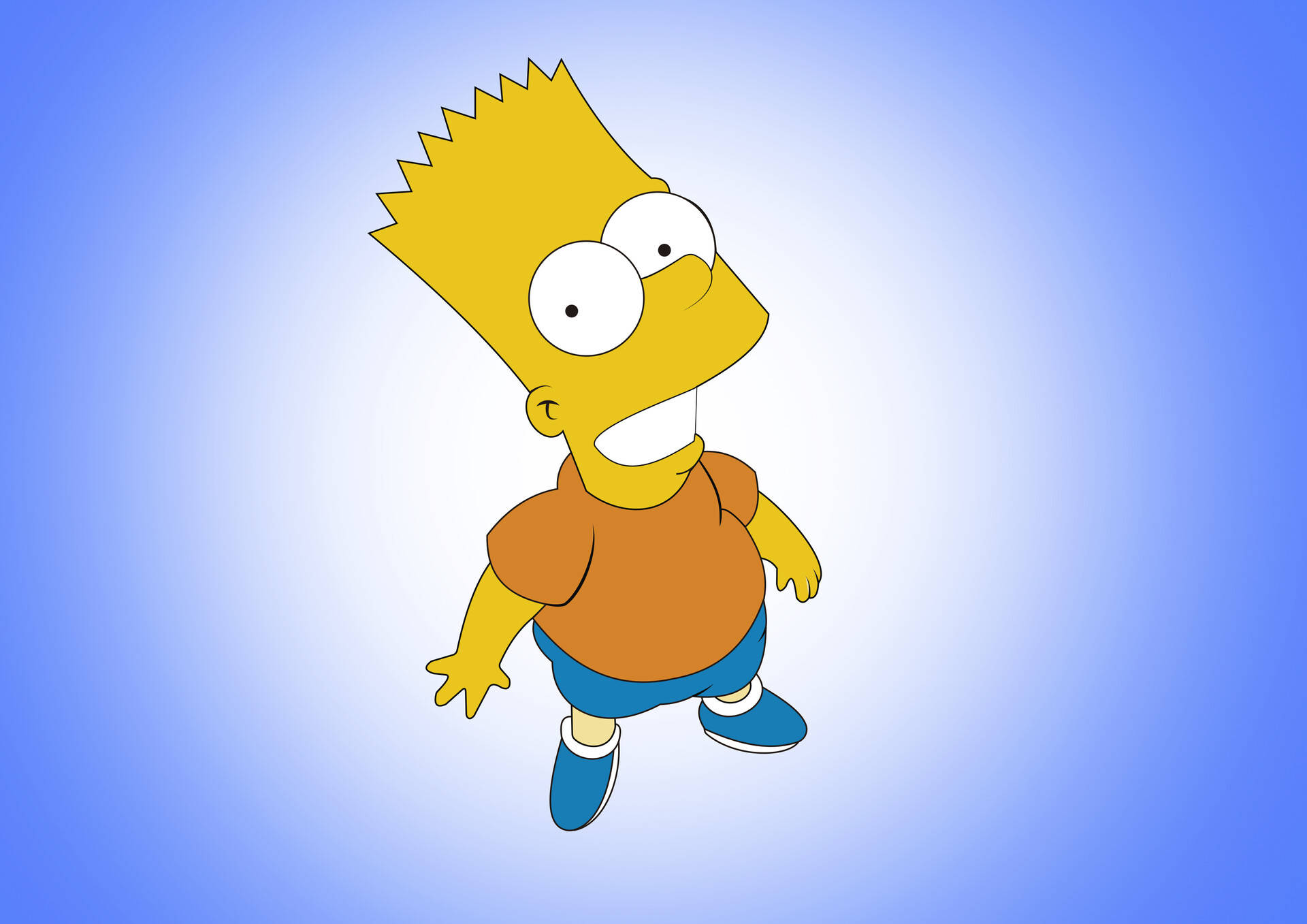 Bart Simpson, cartoon character, soft blue gradient background, Full HD Desktop Wallpaper