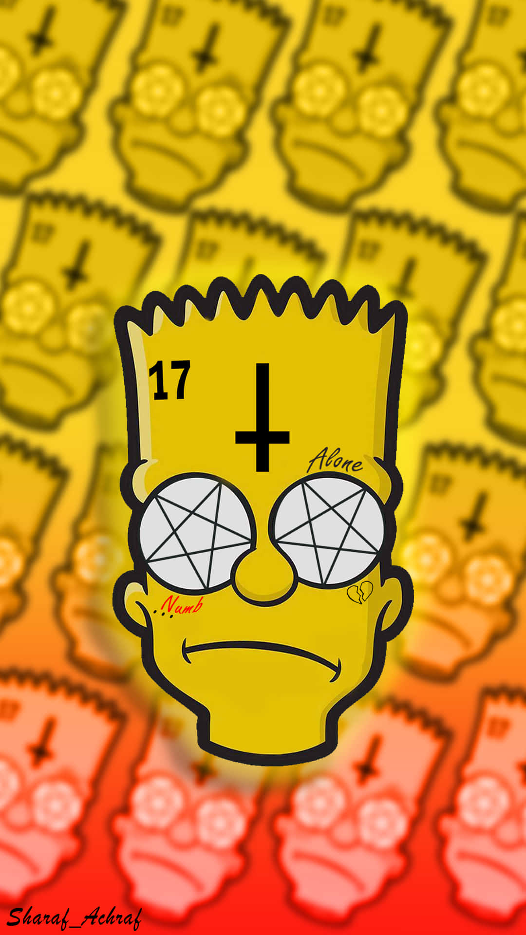Bart Simpson, pentagrams, 17 Alone, Full HD Phone Wallpaper