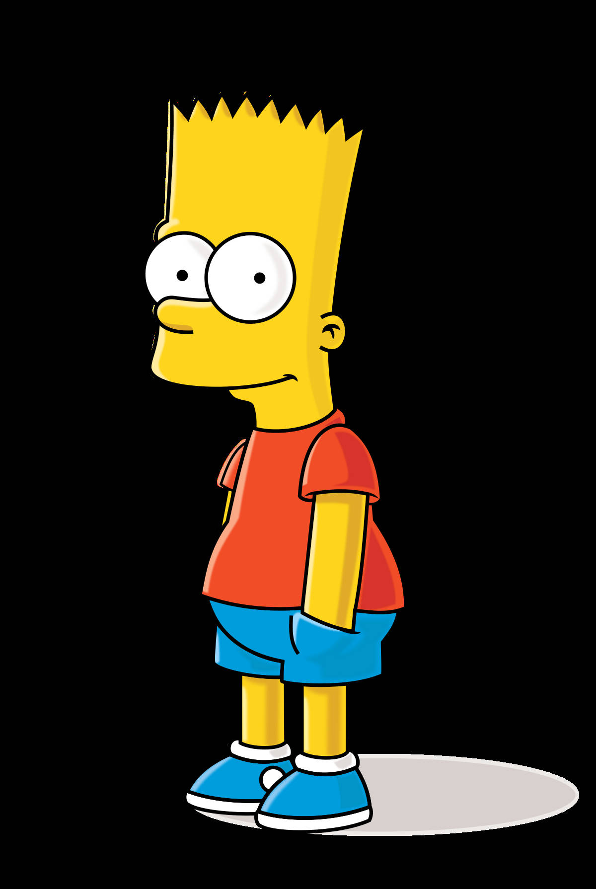Bart Simpson, red shirt, blue shorts, HD Phone Wallpaper