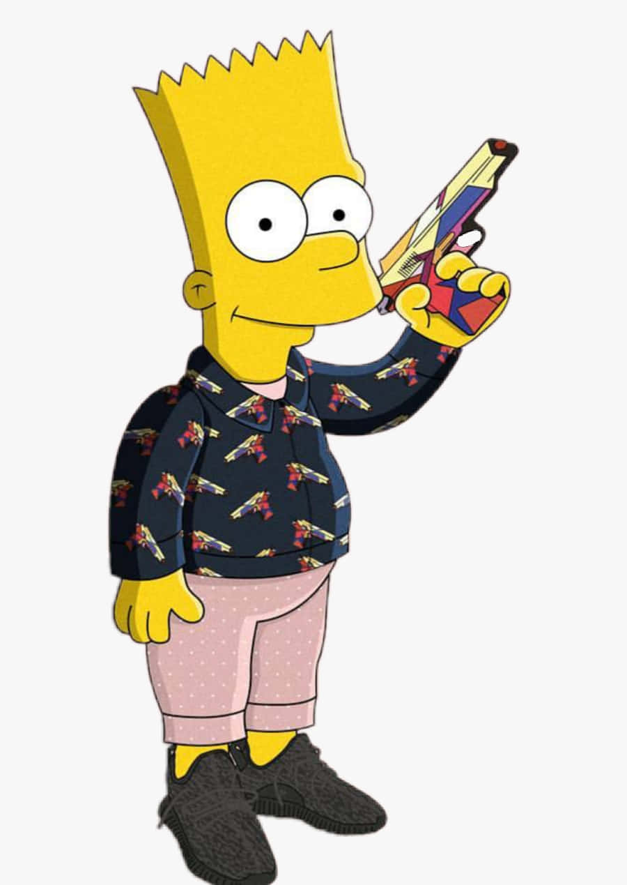 Bart Simpson, Gangster Style, patterned jacket, SD Phone Wallpaper
