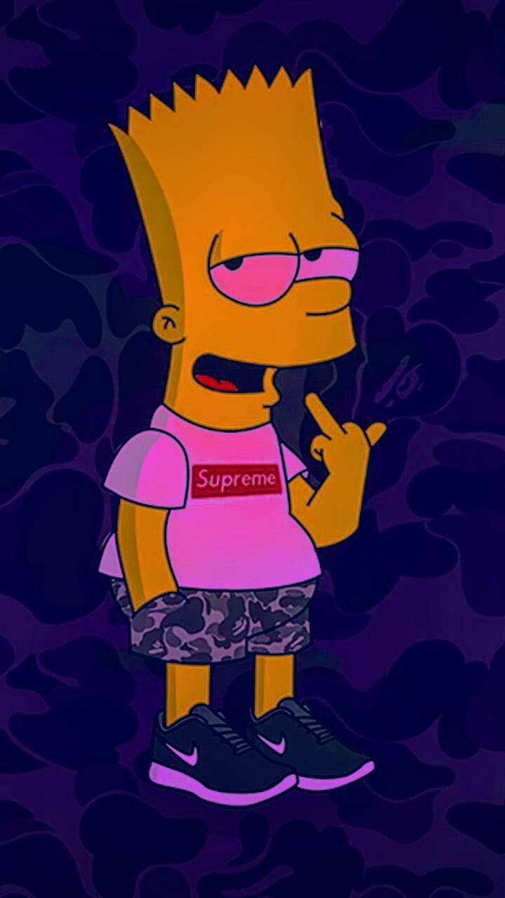 Bart Simpson, Supreme tee, pink, HD Phone Wallpaper