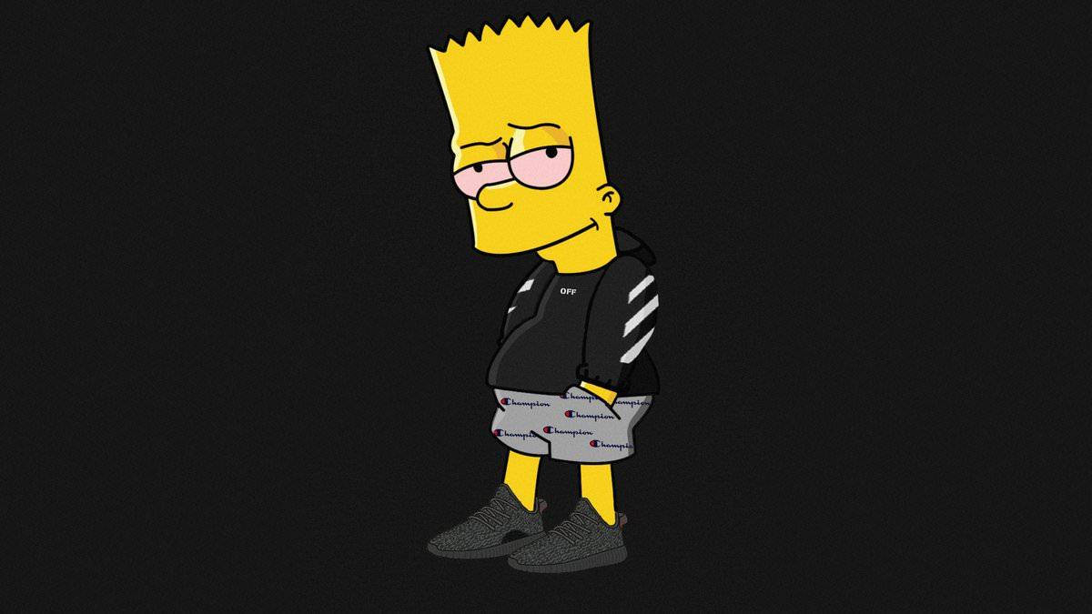 Bart Simpson, black hoodie, Champion shorts, SD Desktop Wallpaper