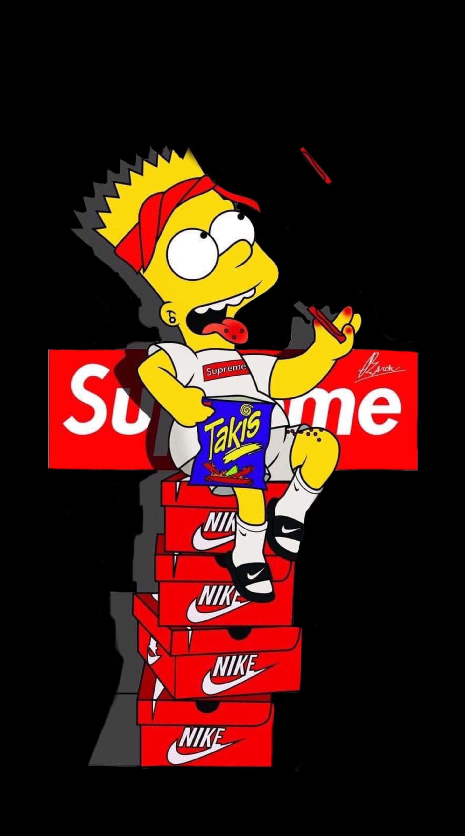 Bart Simpson, Supreme hoodie, Nike boxes, 2K Phone Wallpaper