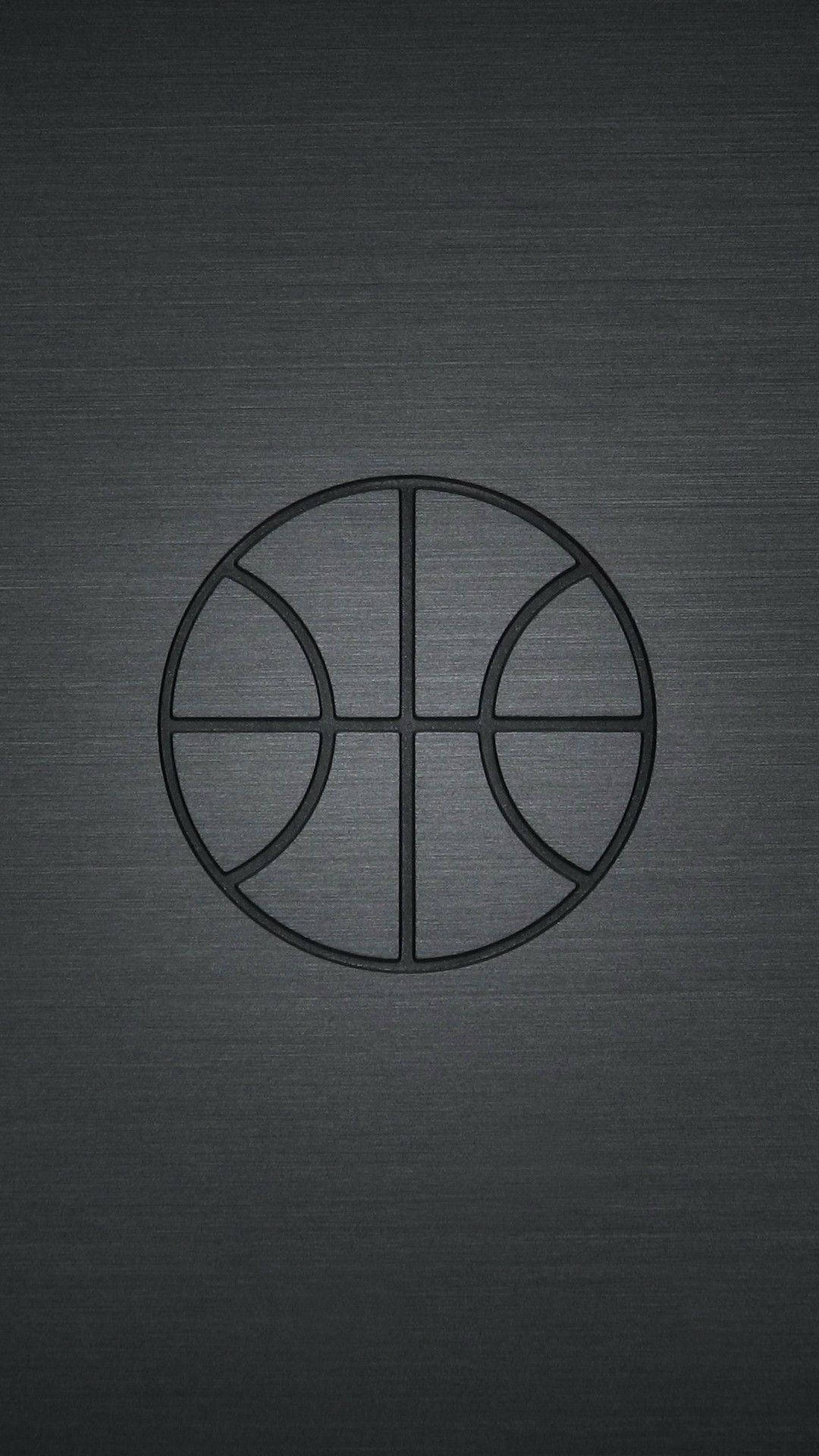 dark gray, brushed metal texture, basketball icon, Full HD Phone Wallpaper
