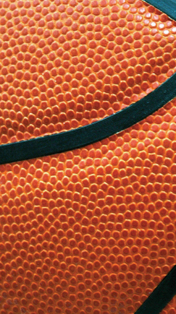 orange basketball, textured pebbled surface, black seams, SD Phone Wallpaper