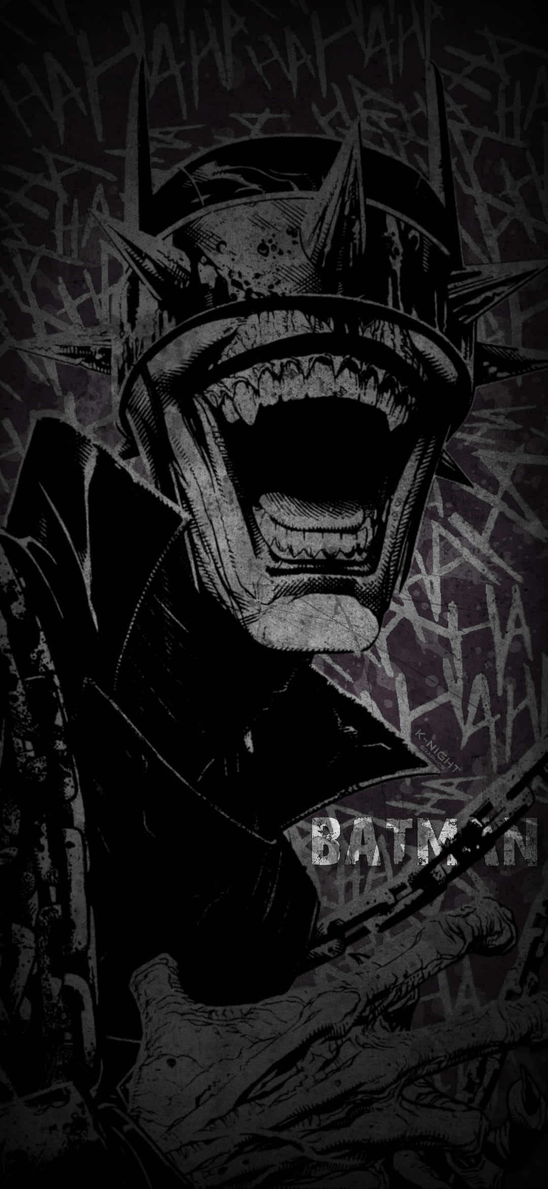 Batman, spiked cowl, graffiti-covered wall, Full HD Phone Wallpaper