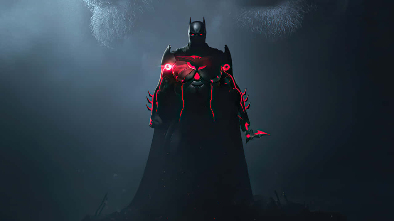 Cool Batman, Dark Storm, glowing red circuitry, HD Desktop Wallpaper