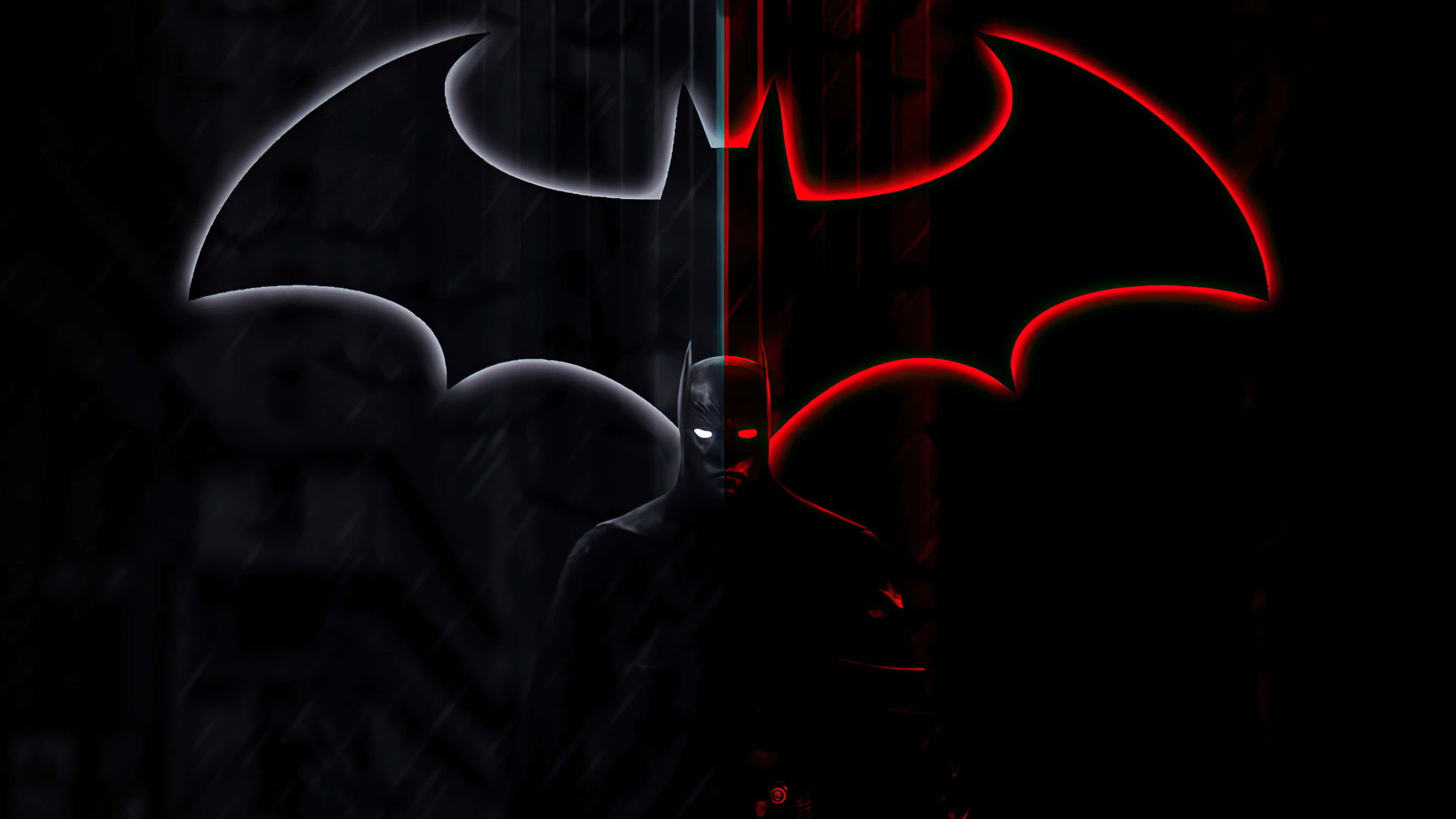 Cool Batman, black and red logo line, dark gray, 4K Desktop Wallpaper