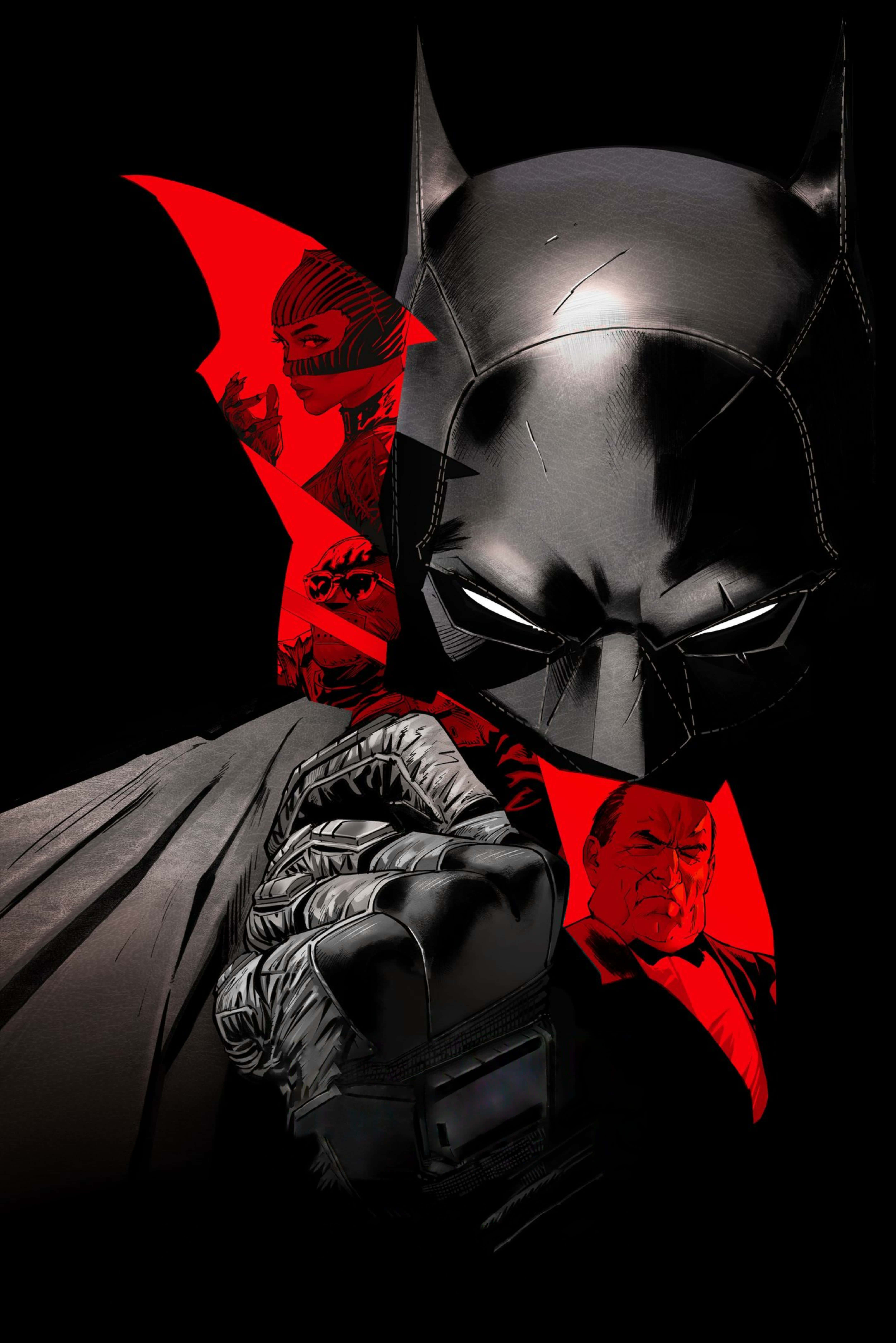 Batman, glowing eyes, clenched fist, 5K Phone Wallpaper