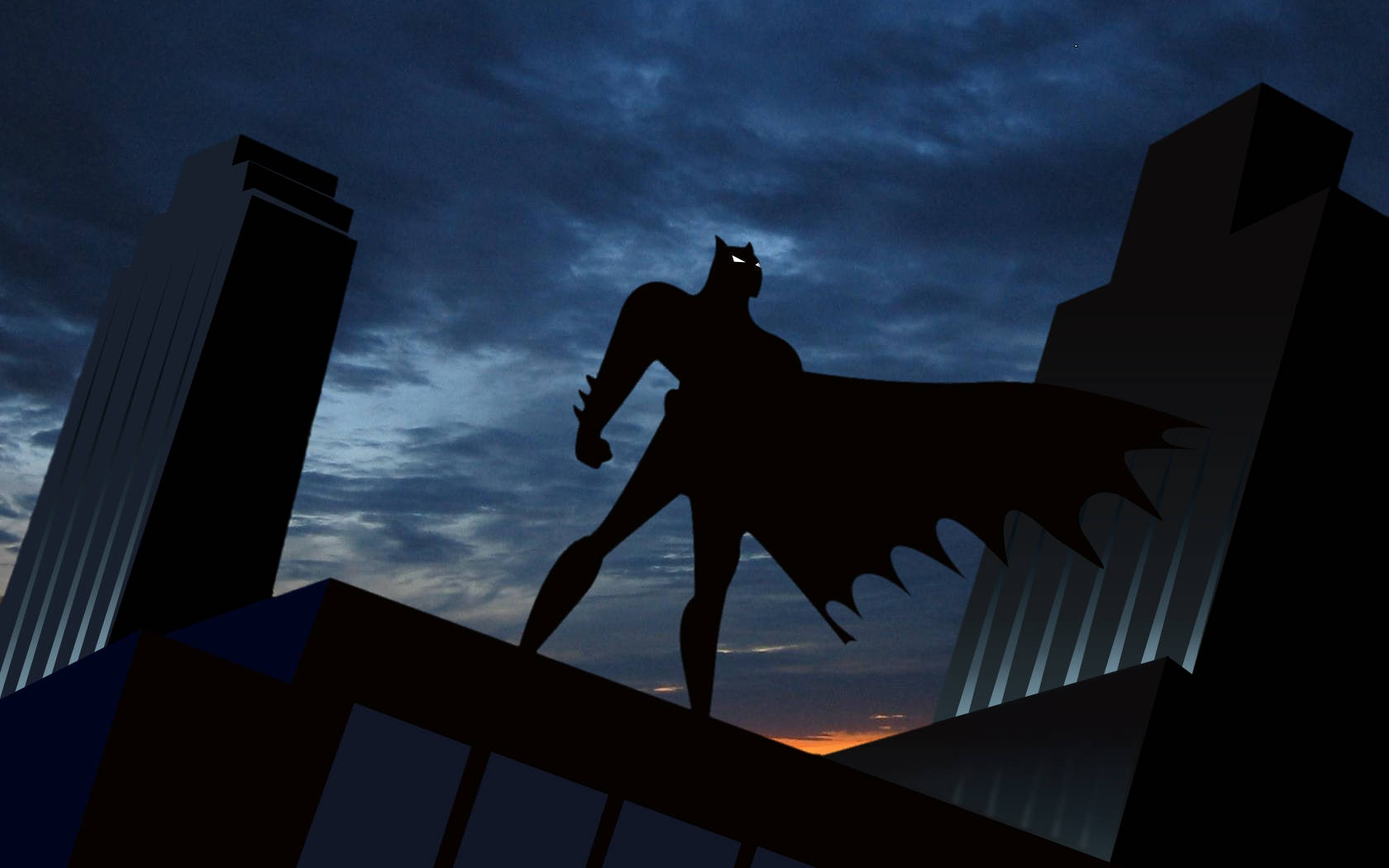 Batman, twilight sky, orange horizon glow, HD Desktop Wallpaper