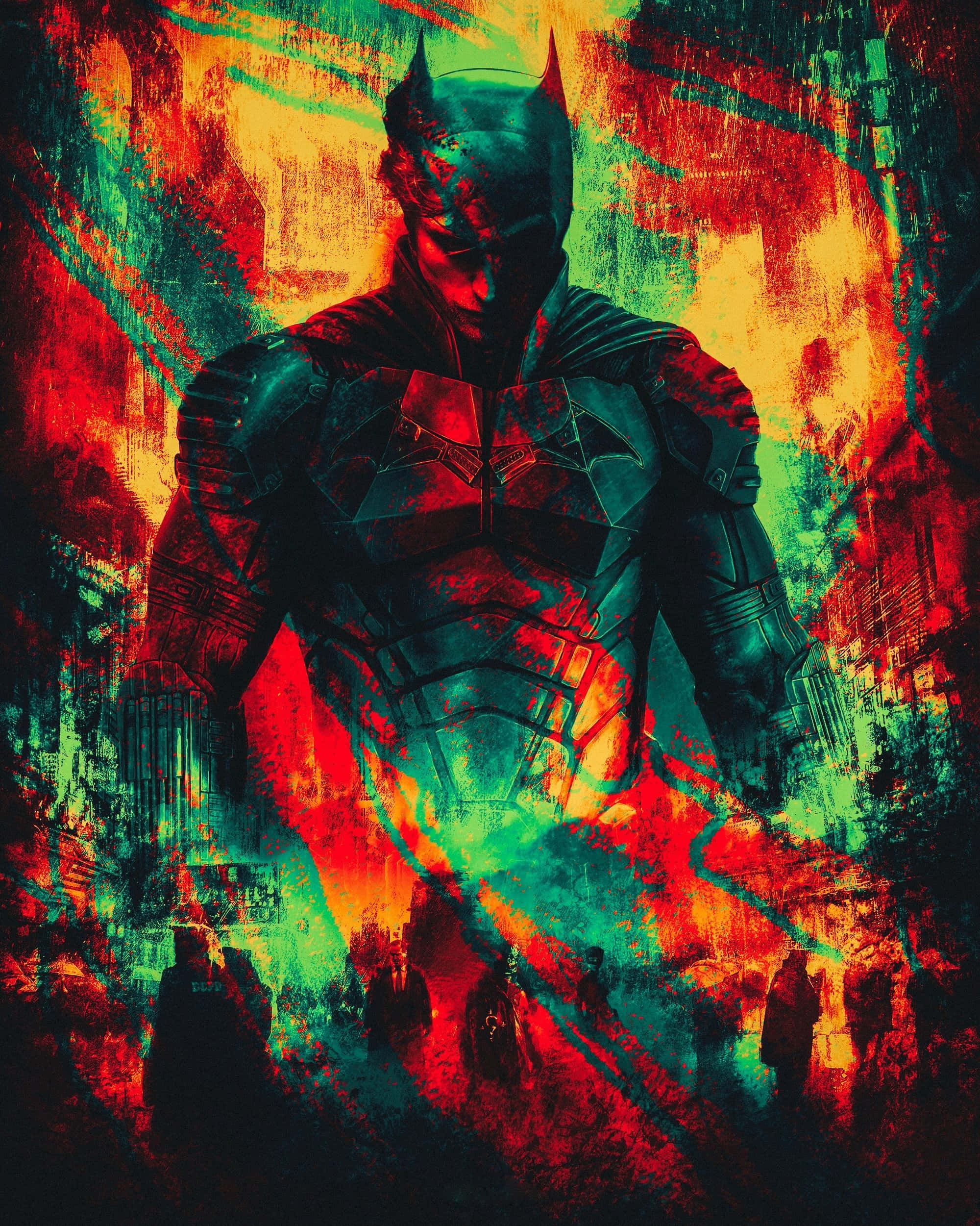 Batman, silhouette, fiery red, Full HD Phone Wallpaper
