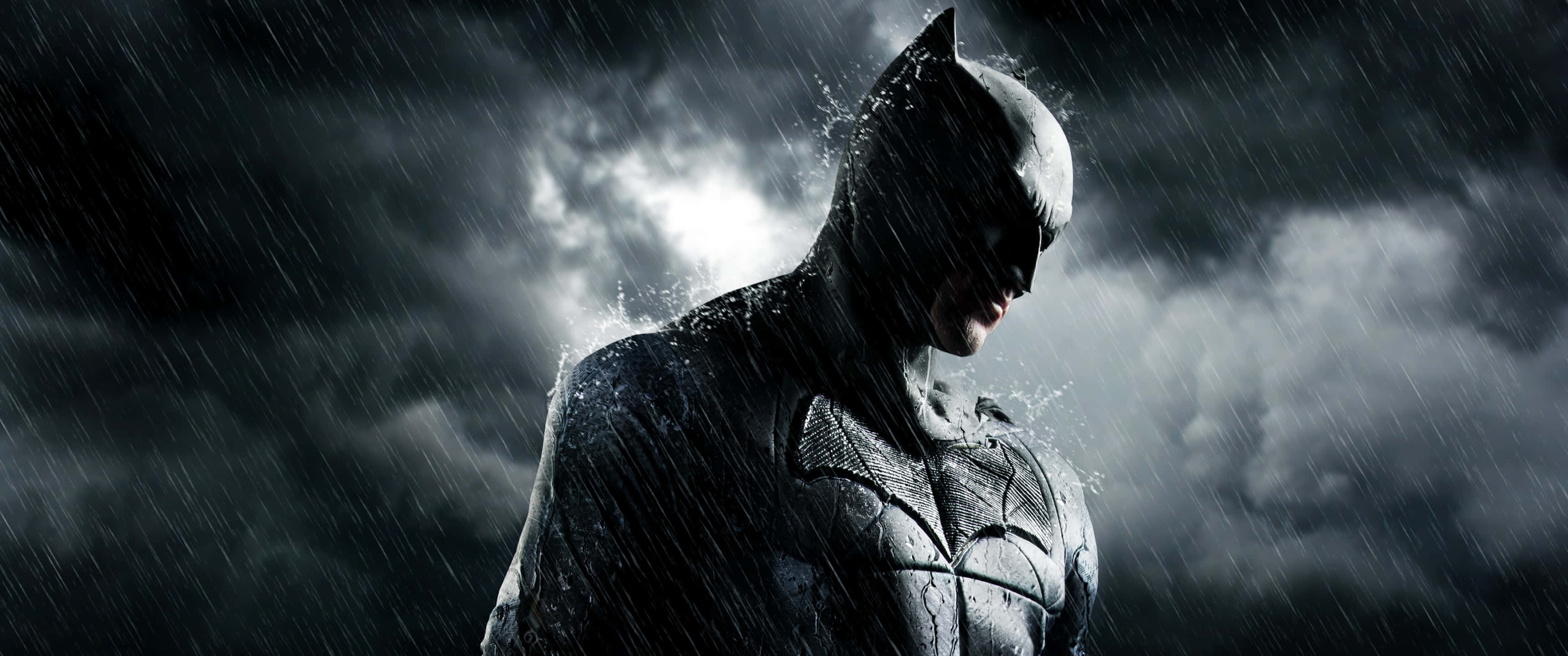 Batman, stormy sky, rain, 2K Desktop Wallpaper
