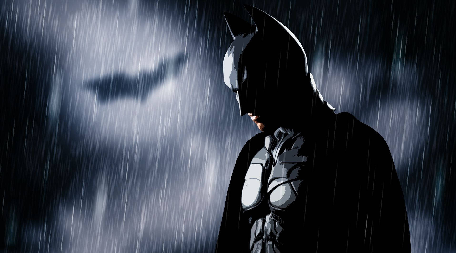 Batman, downpour, stormy sky, HD Desktop Wallpaper