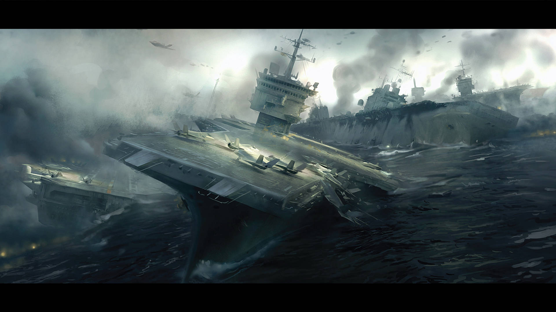 Battlefield 3, warships, stormy seas, Full HD Desktop Wallpaper