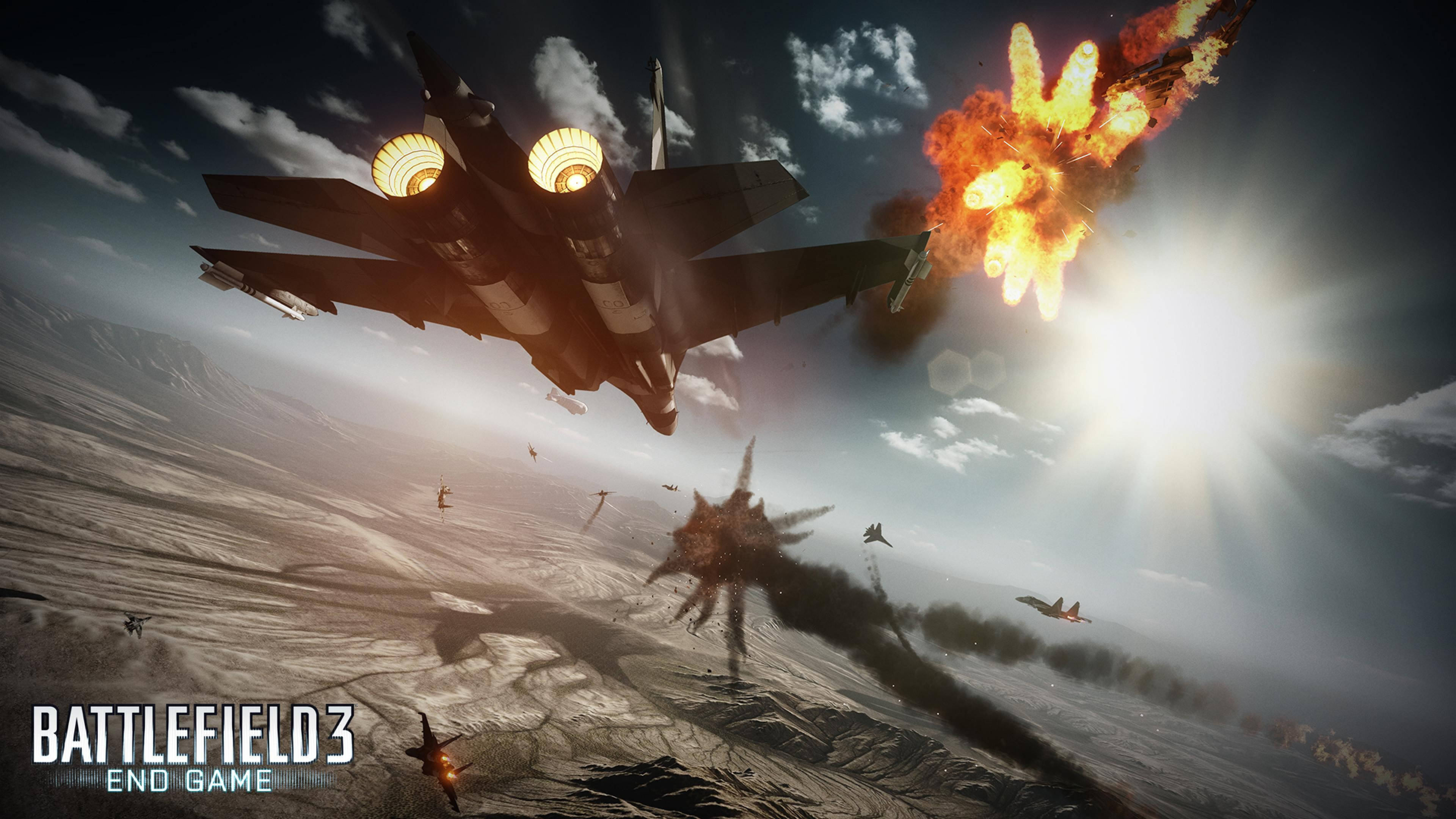 Cool Battlefield 3, fighter jet, sunlit sky, 4K Desktop Wallpaper