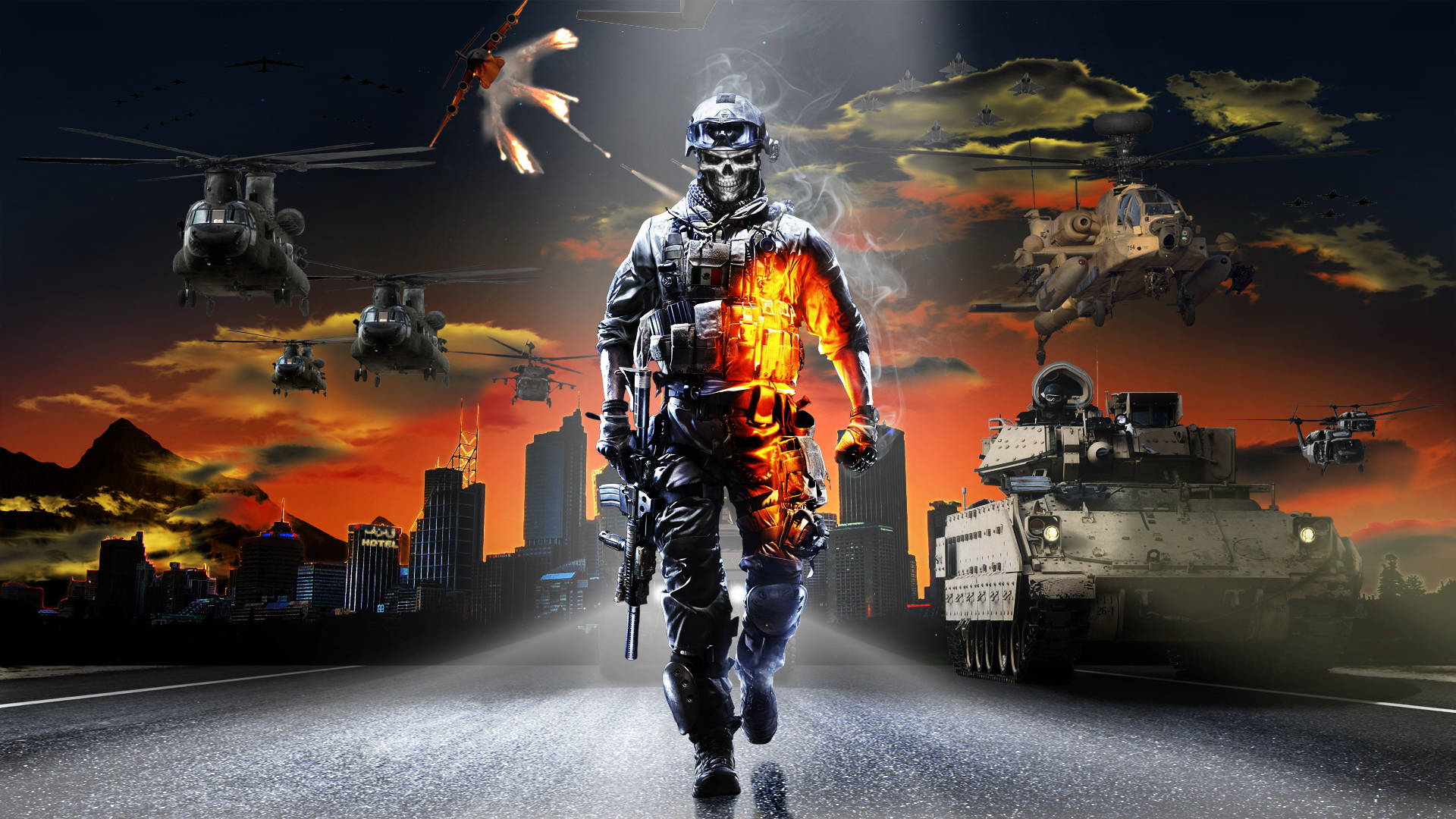 Cool Battlefield 3, soldier, glowing orange armor, Full HD Desktop Wallpaper