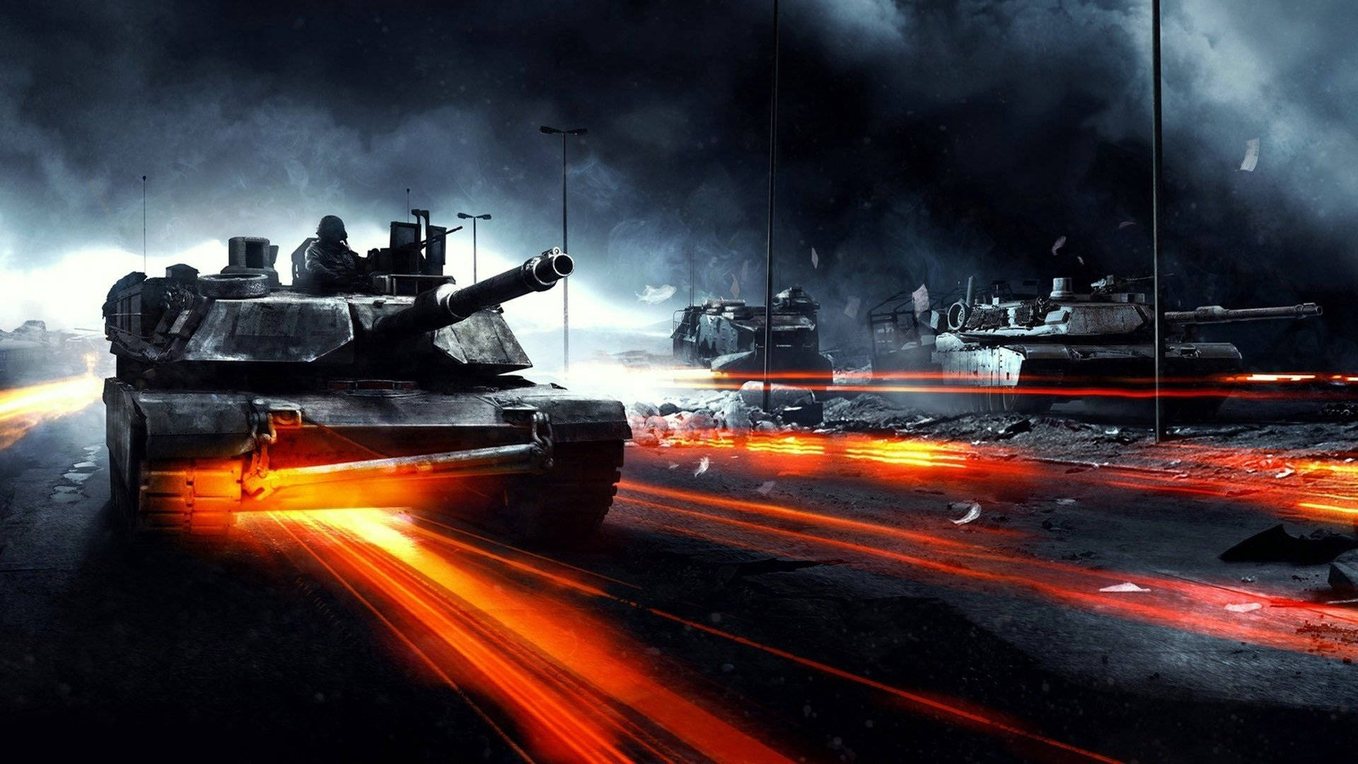 Battlefield 3, tanks, war-torn city street, Full HD Desktop Wallpaper
