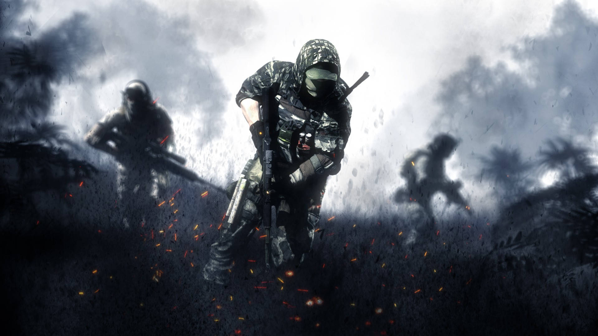 Cool Battlefield 3, camouflage gear, smoke, Full HD Desktop Wallpaper