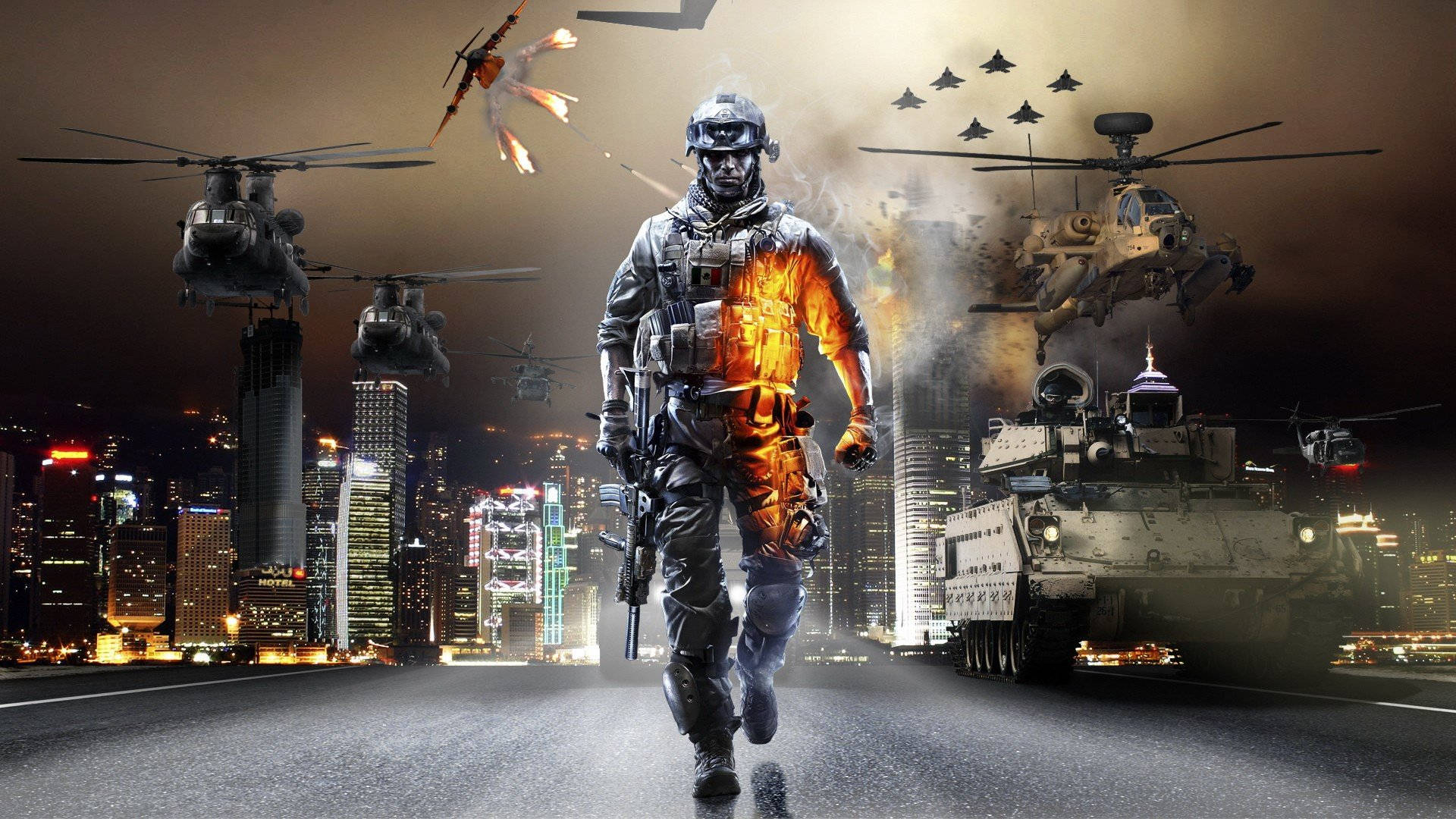 Battlefield 3, soldier, city street, Full HD Desktop Wallpaper