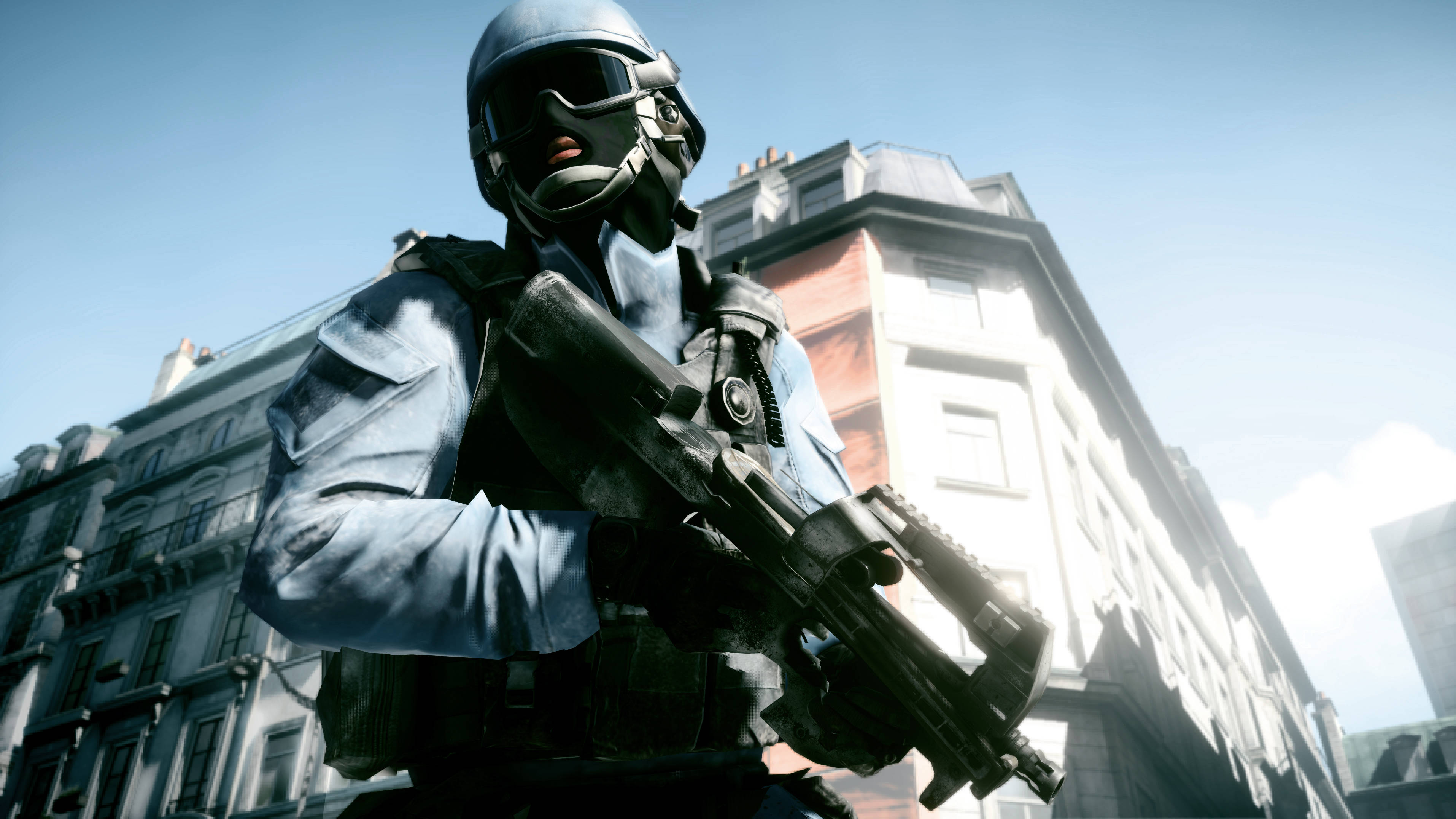 soldier, helmet, gun, 2K Desktop Wallpaper