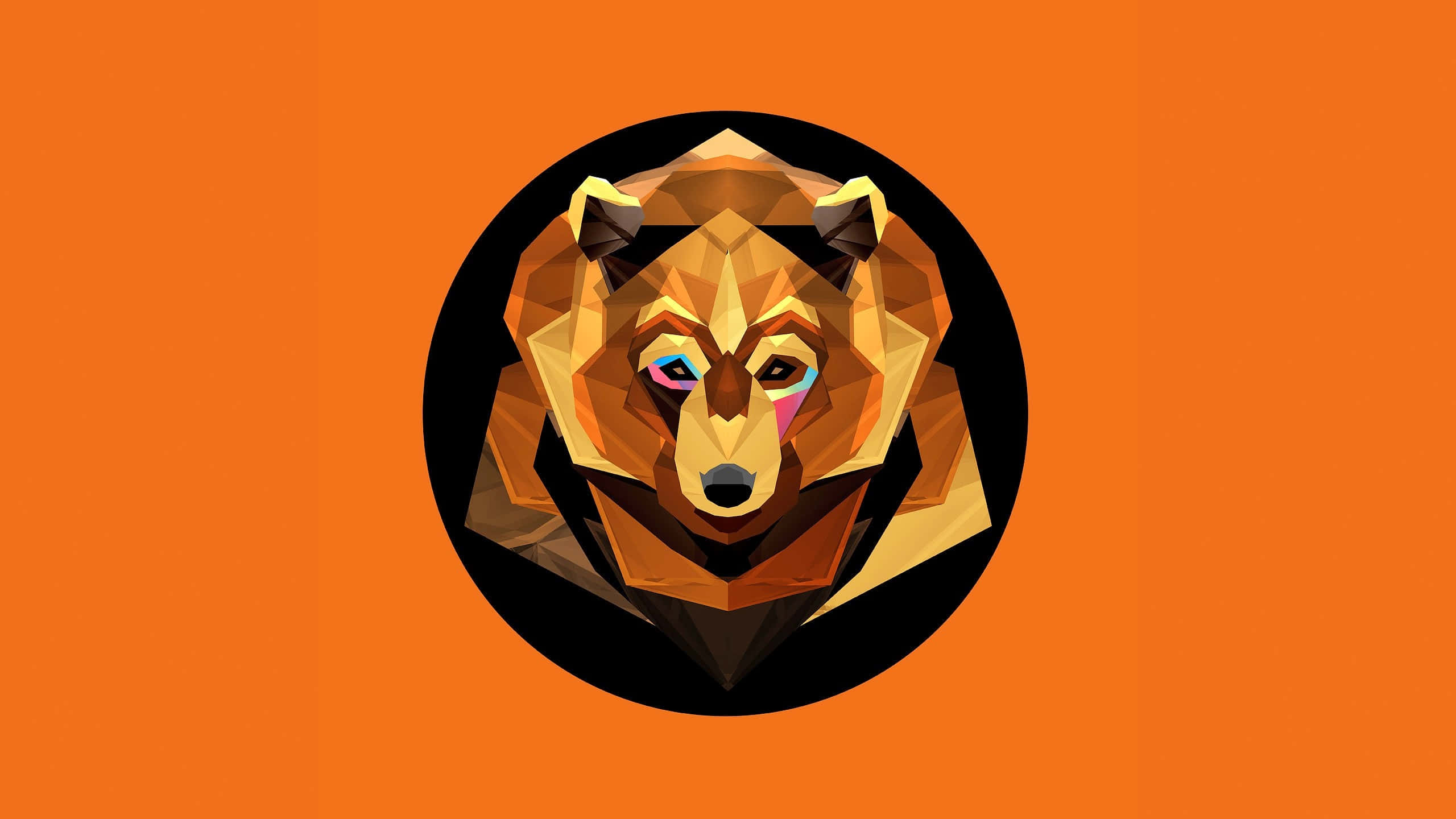 Cool Bear, polygon art, low-poly bear head, 2K Desktop Wallpaper