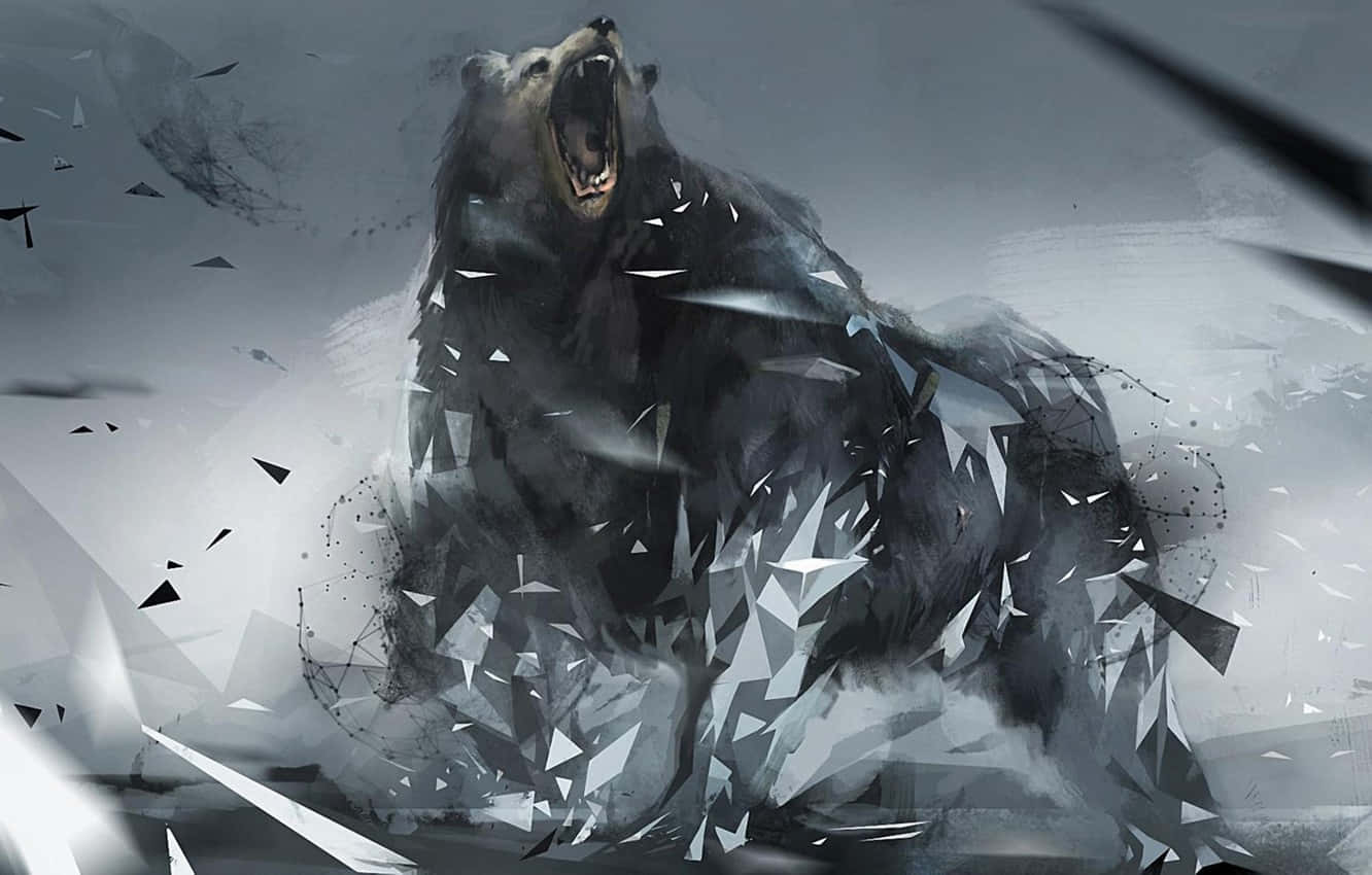Cool Bear, beach, stormy gray backdrop, HD Desktop Wallpaper