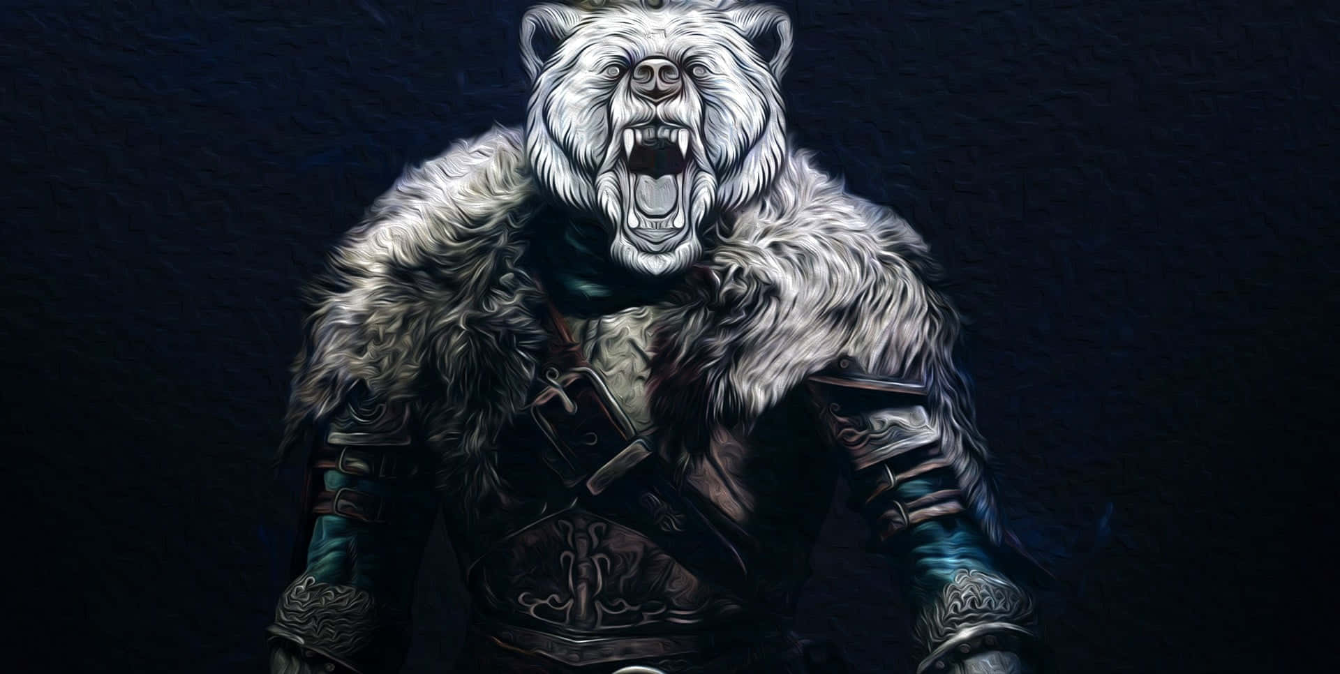 white bear, sword, ornate armor, Full HD Desktop Wallpaper