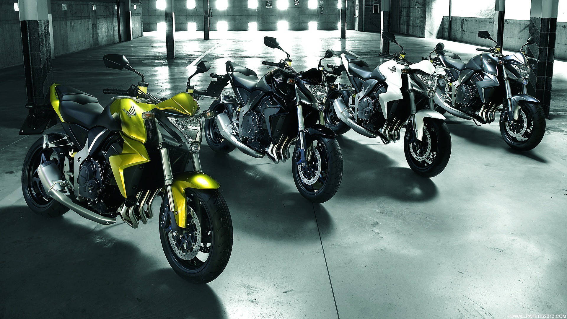 motorcycles, garage, concrete garage, Full HD Desktop Wallpaper