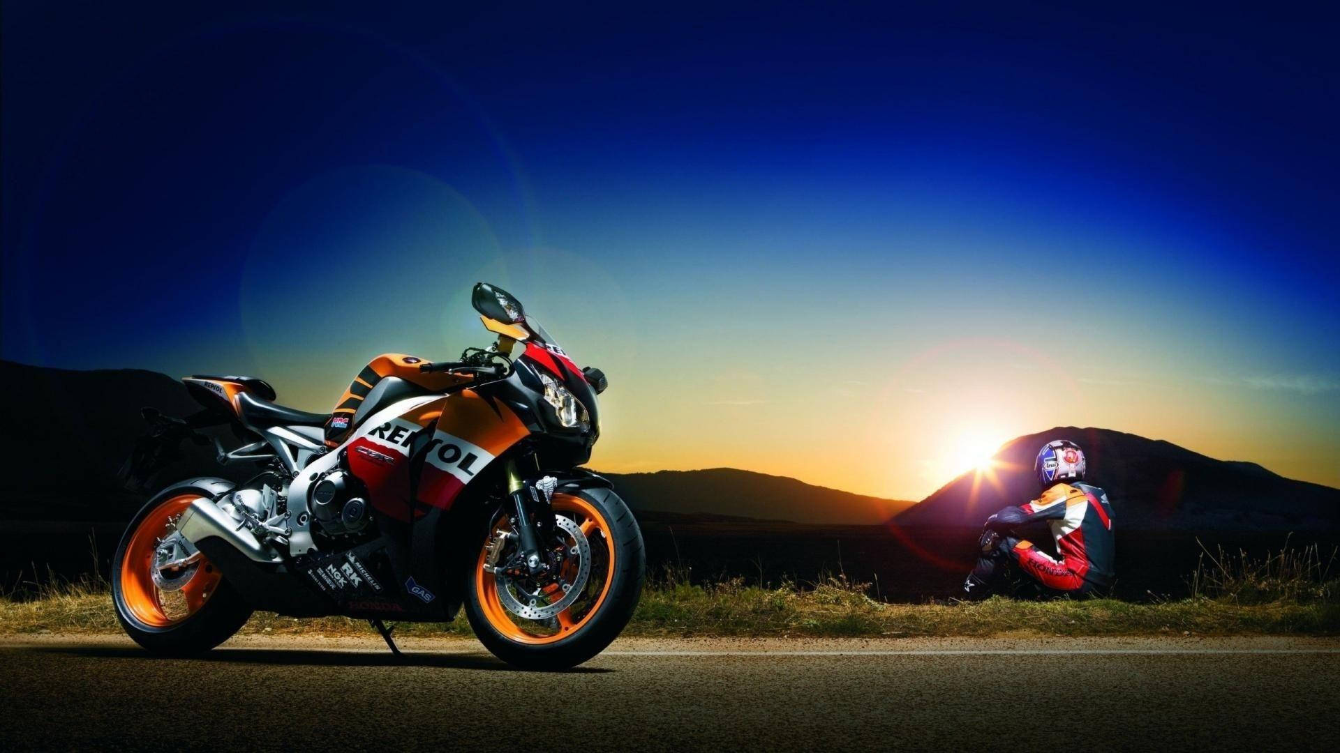 Cool Bike, sleek, orange and black, Full HD Desktop Wallpaper