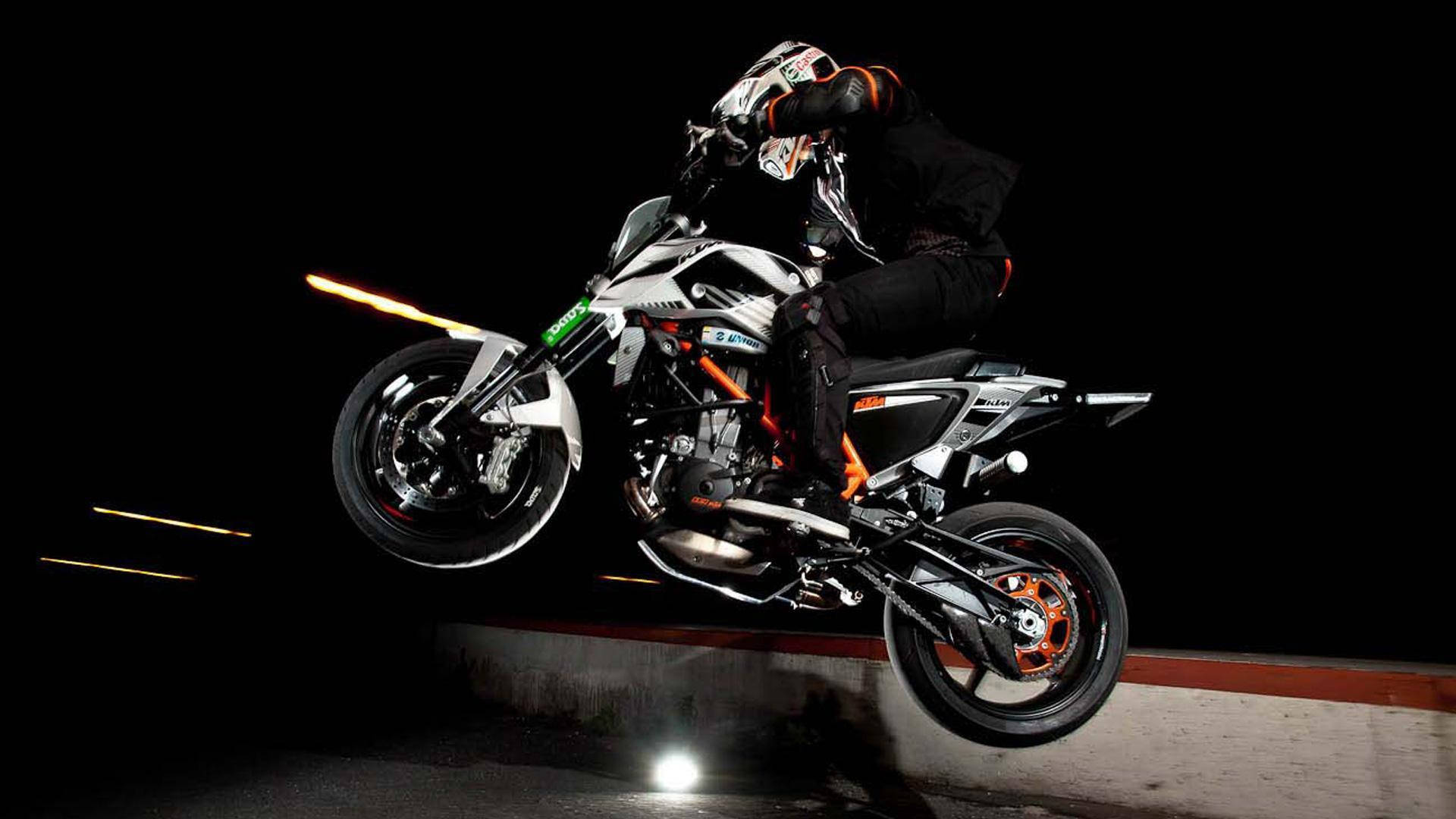 motorcyclist, full gear, daring wheelie, Full HD Desktop Wallpaper