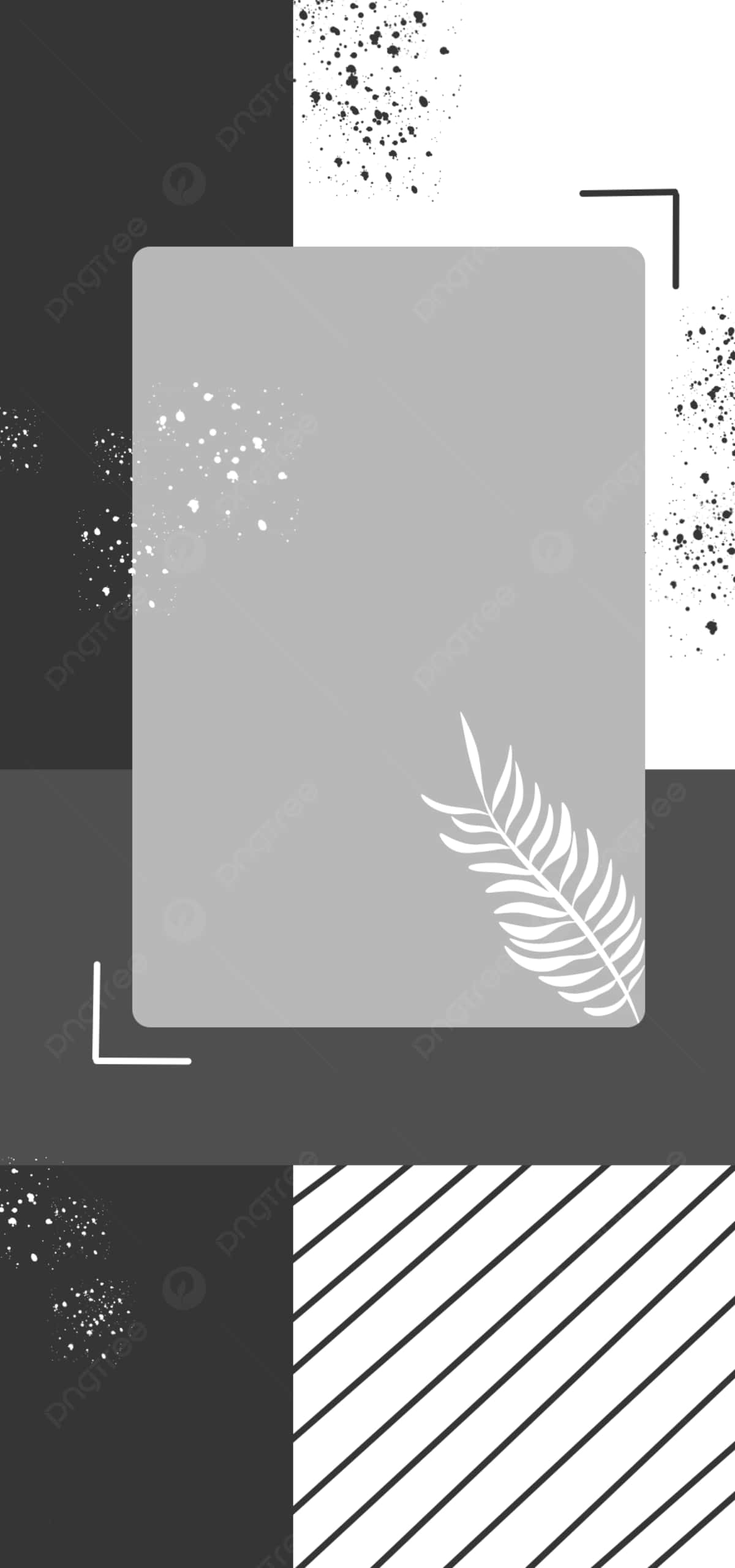 geometric shapes, geometric blocks splatter patterns, white fern silhouette, 2K Phone Wallpaper